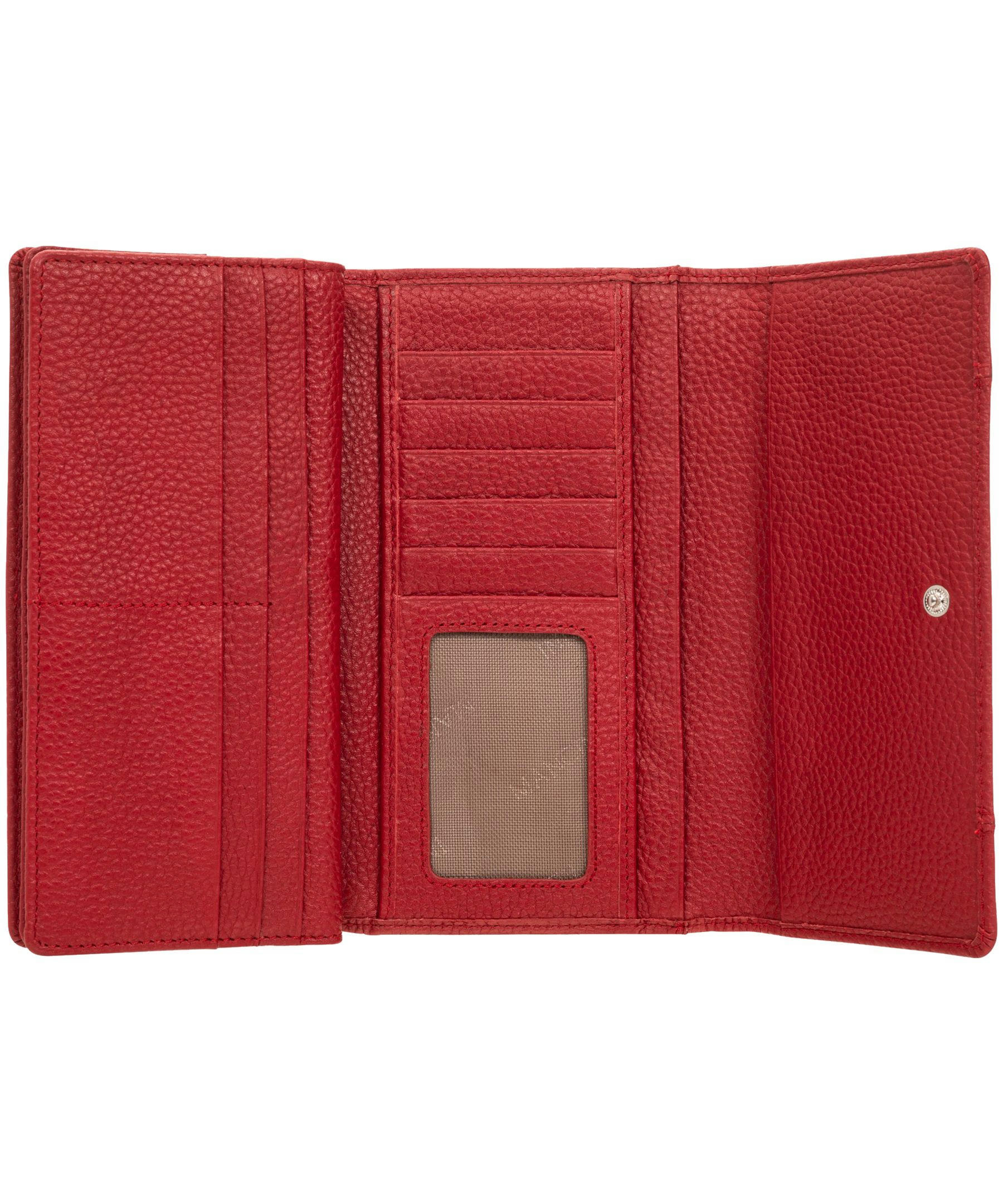 Mancini Leather Goods Women's Pebelled RFID Secure Trifold Wing Wallet
