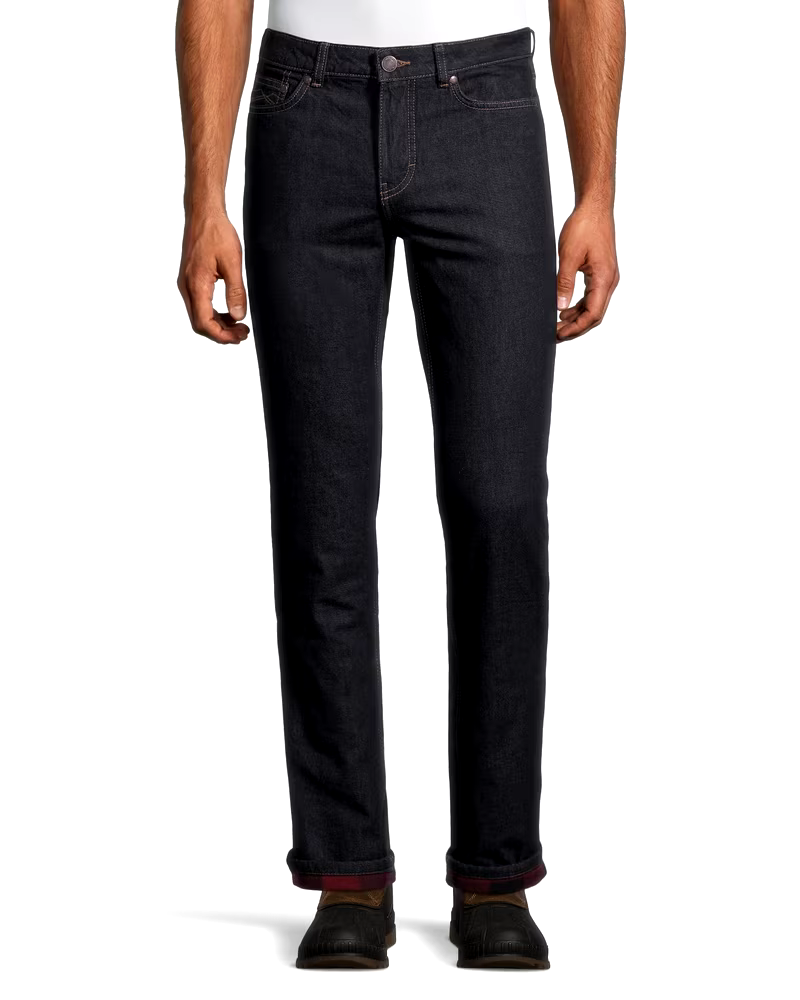 WindRiver Men's Plaid Flannel Lined T-Max Straight Leg Jeans - Rinse