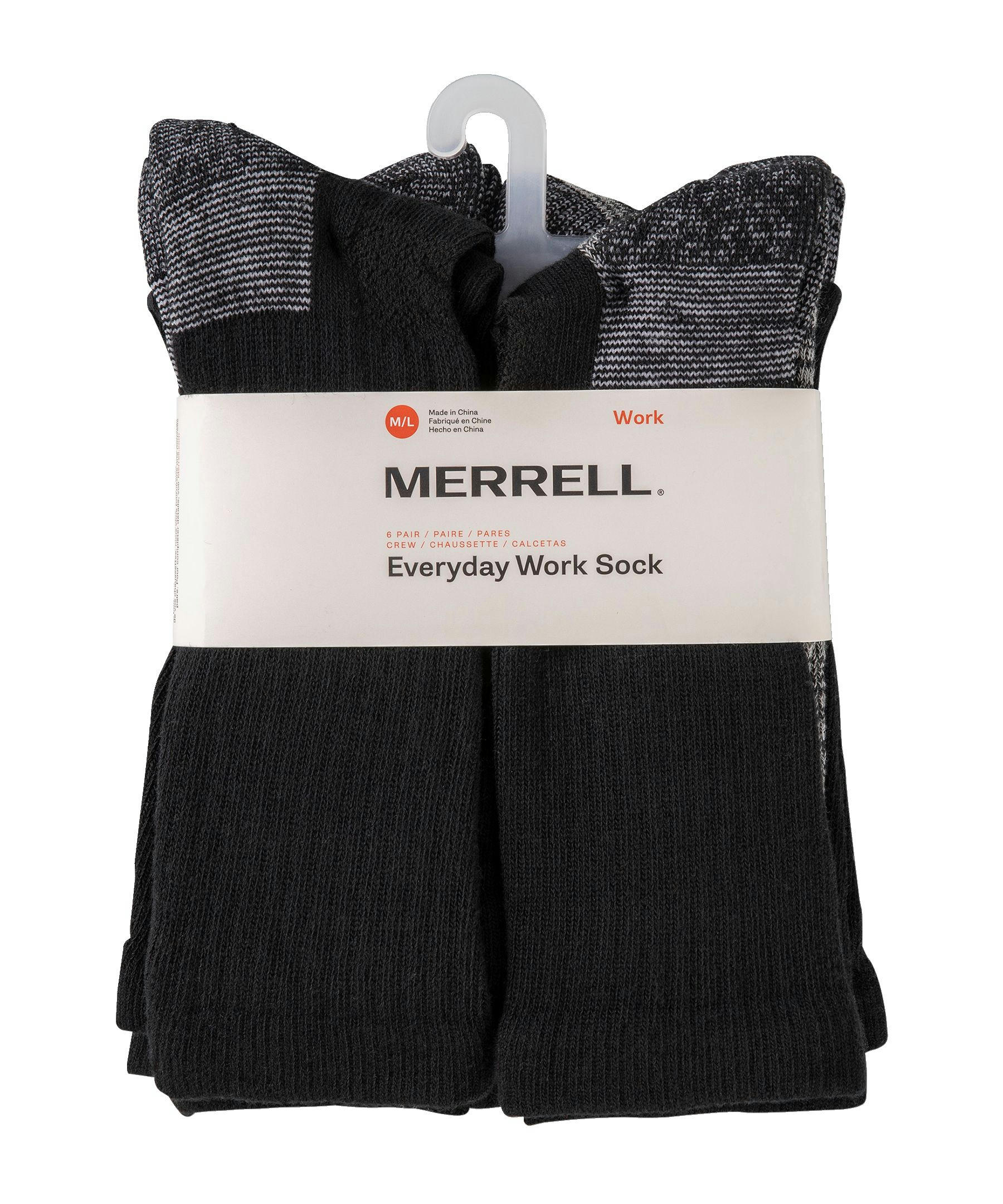 Merrell Men's 6-Pack Everyday Work Crew Socks
