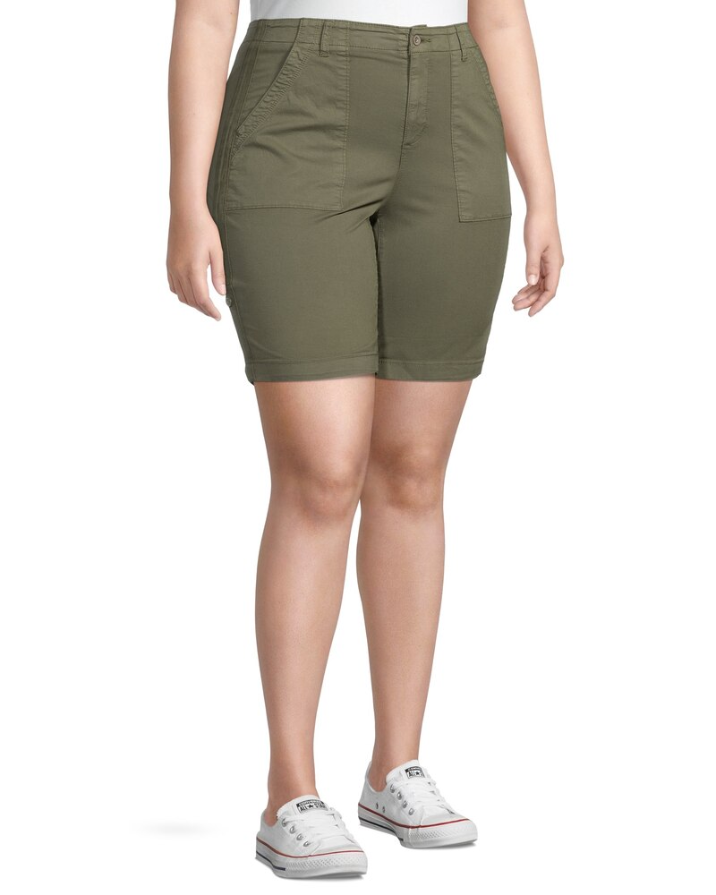 Denver Hayes Women's Garment Wash High Rise Bermuda Shorts