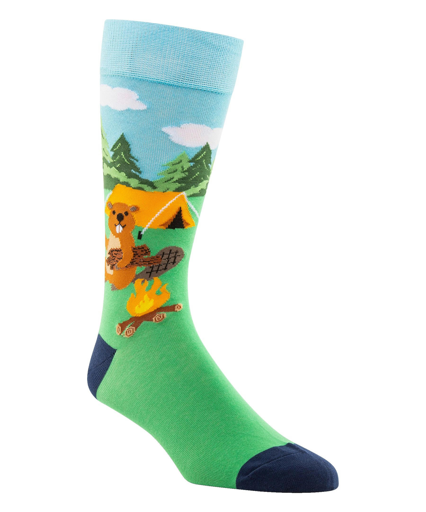 Denver Hayes Men's Novelty Camping Pattern Crew Socks