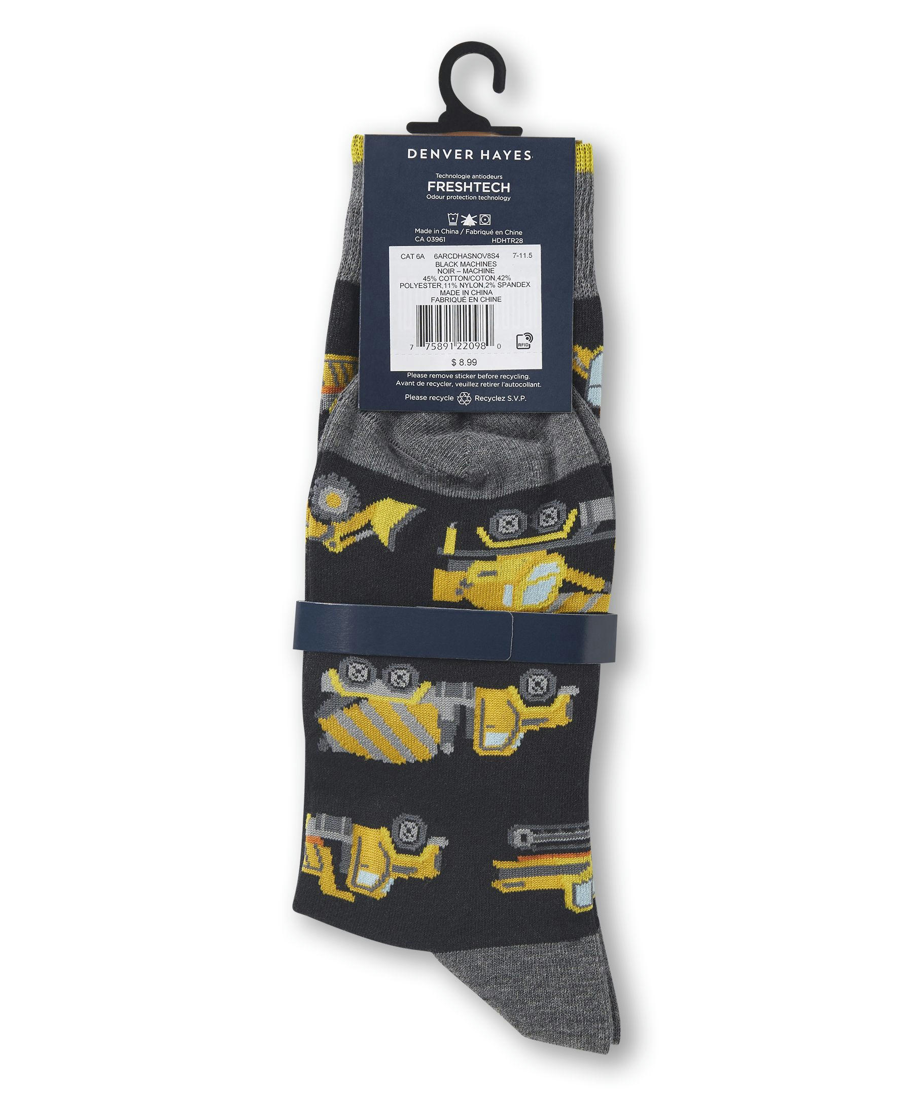 Devner Hayes Men's FRESHTECH® Work Pattern Casual Crew Socks