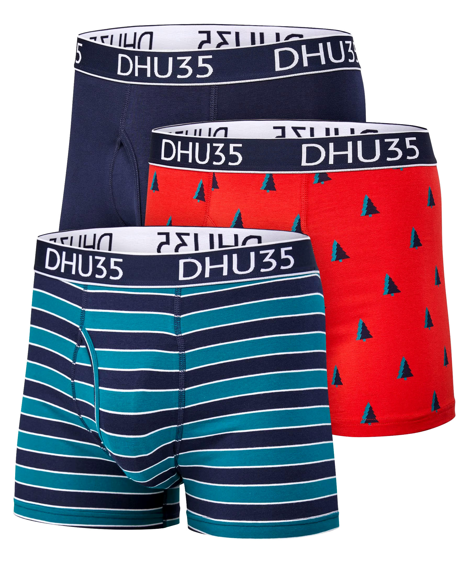 Denver Hayes Men's 3 Pack X-Mas Cotton Stretch Boxer Brief Underwear
