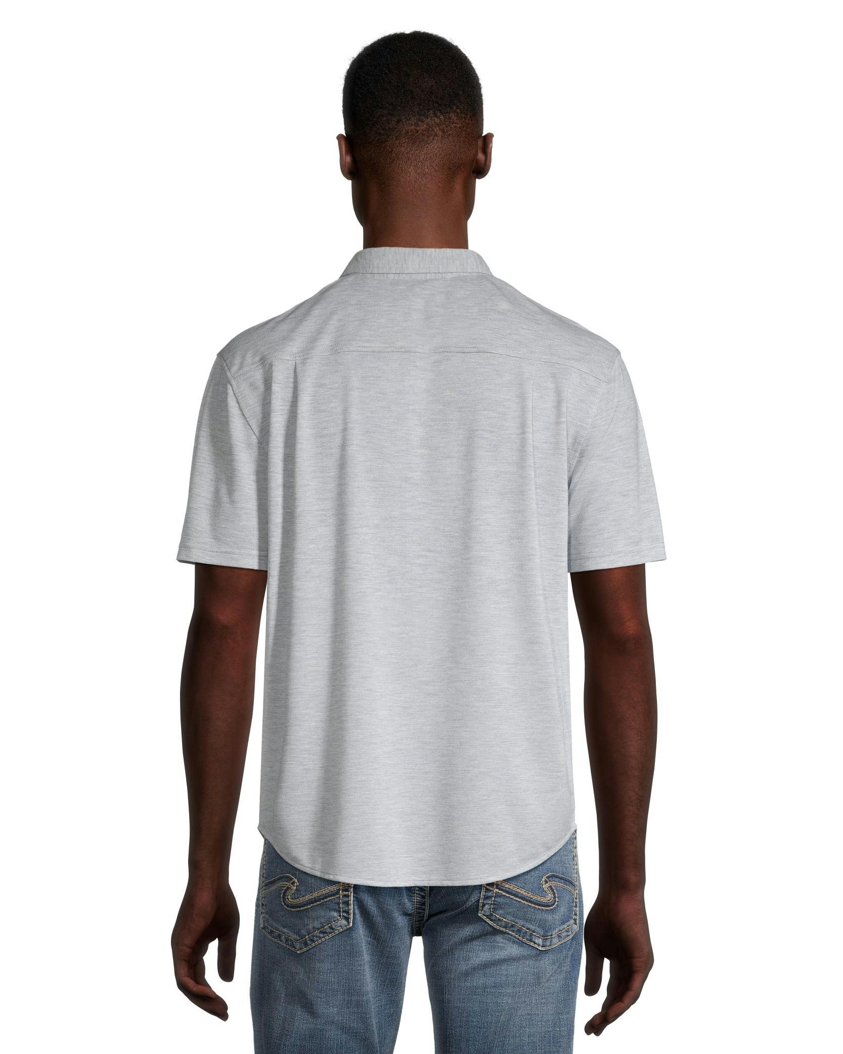 Silver Men's Solid Print Regular Fit Knit Shirt