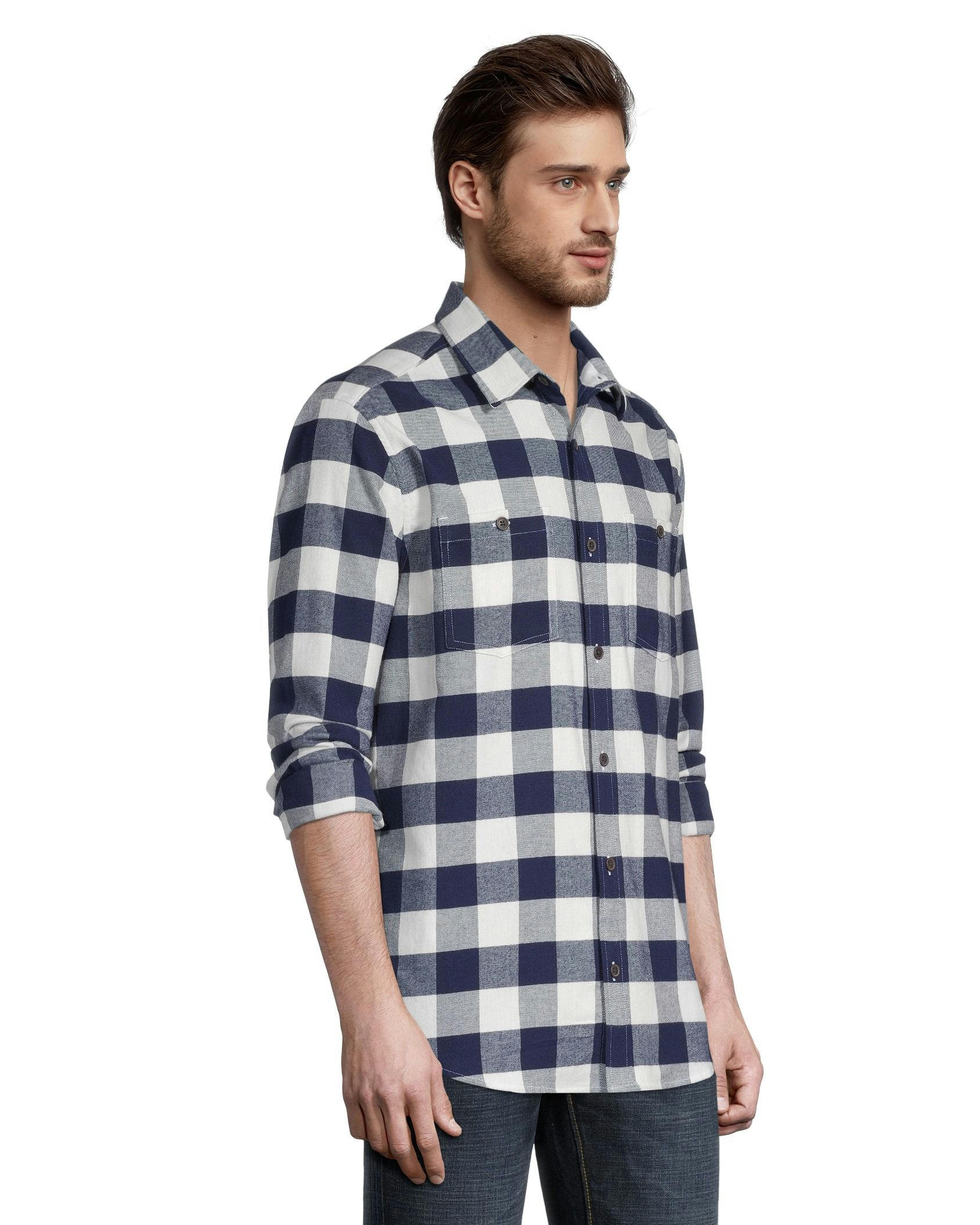 WindRiver Men's Stretch Regular Fit Basic Flannel Shirt