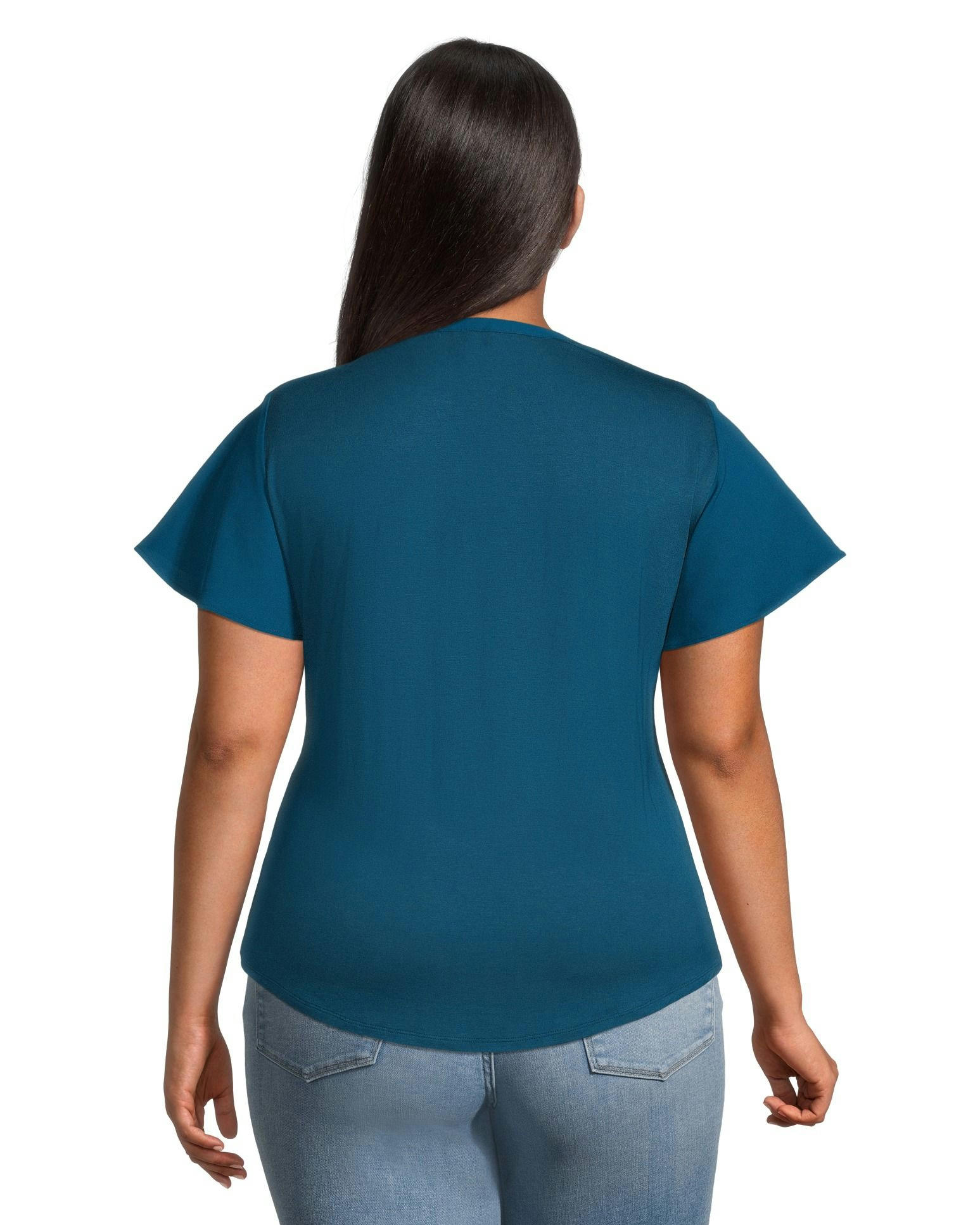 Women's Flutter Sleeve Round Neck Knit Blouse