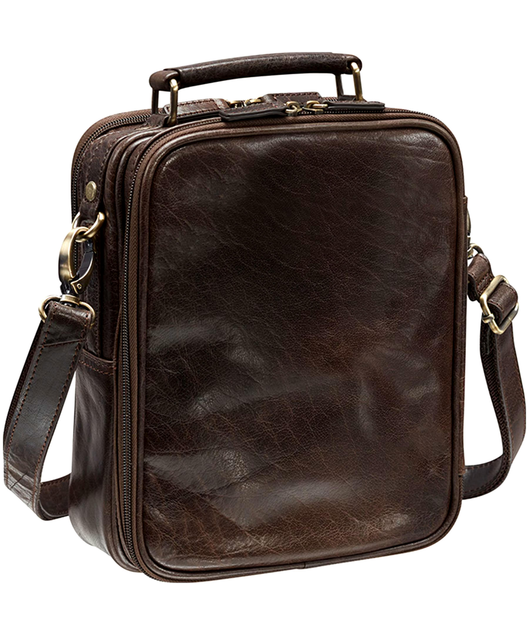 Mancini Leather Goods Women's Arizona Crossbody Travel Bag Brown