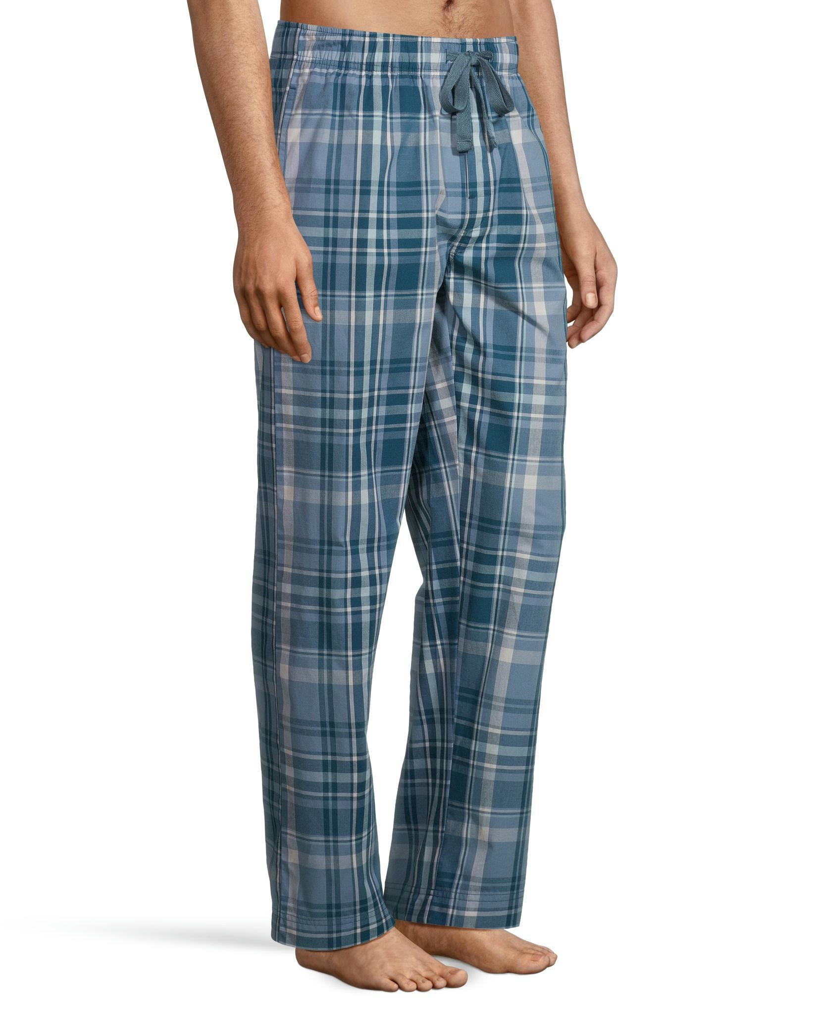 Men's Woven Plaid Lounge Pants With Elastic Waistband and Drawstring