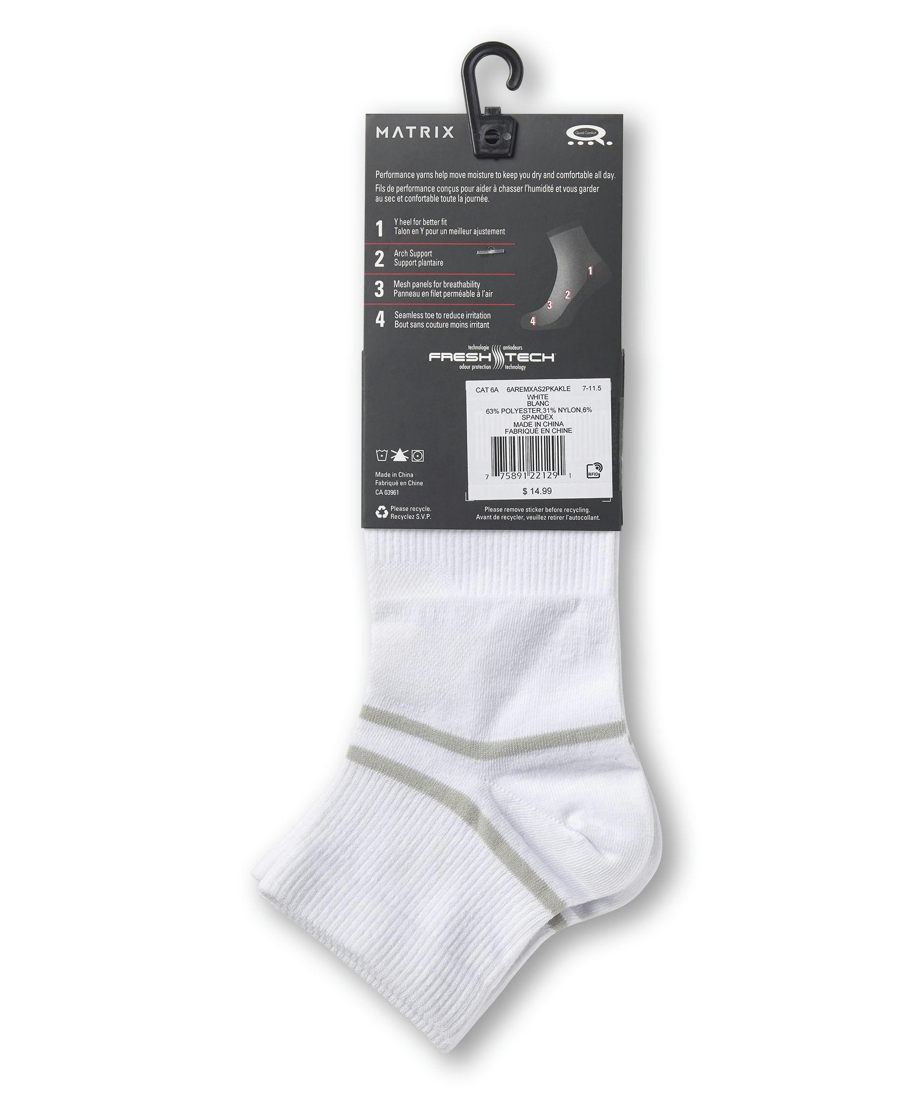 Matrix Men's FRESHTECH® Ankle Sport Socks, 2 Pack