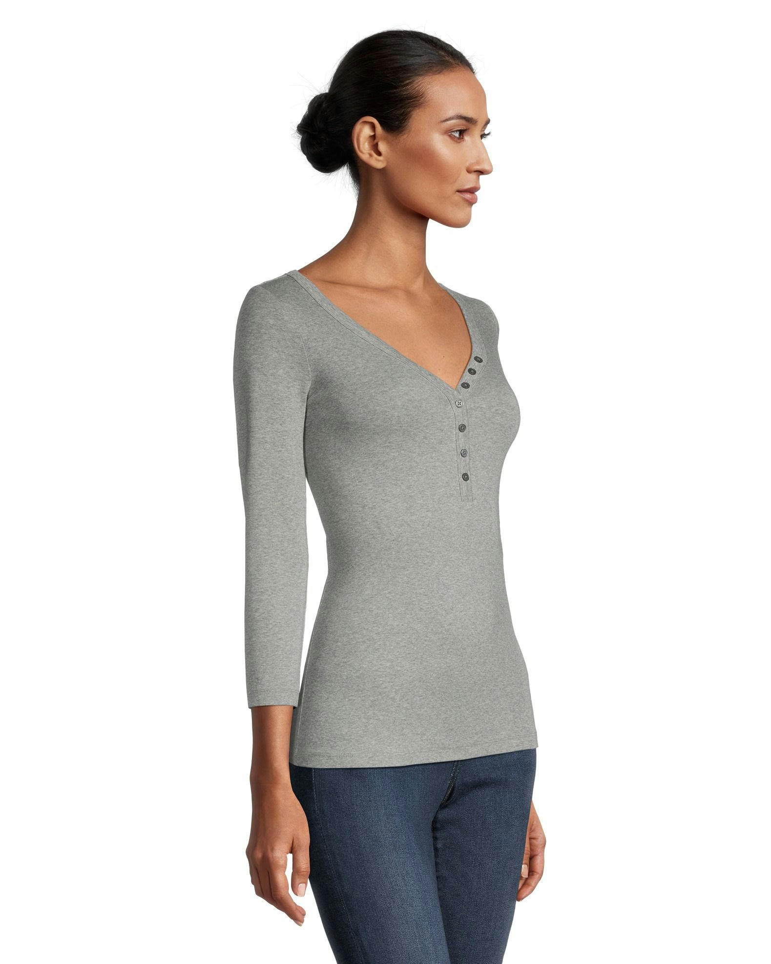 Denver Hayes Fitted 3/4 Length Sleeves Y Neck T Shirt