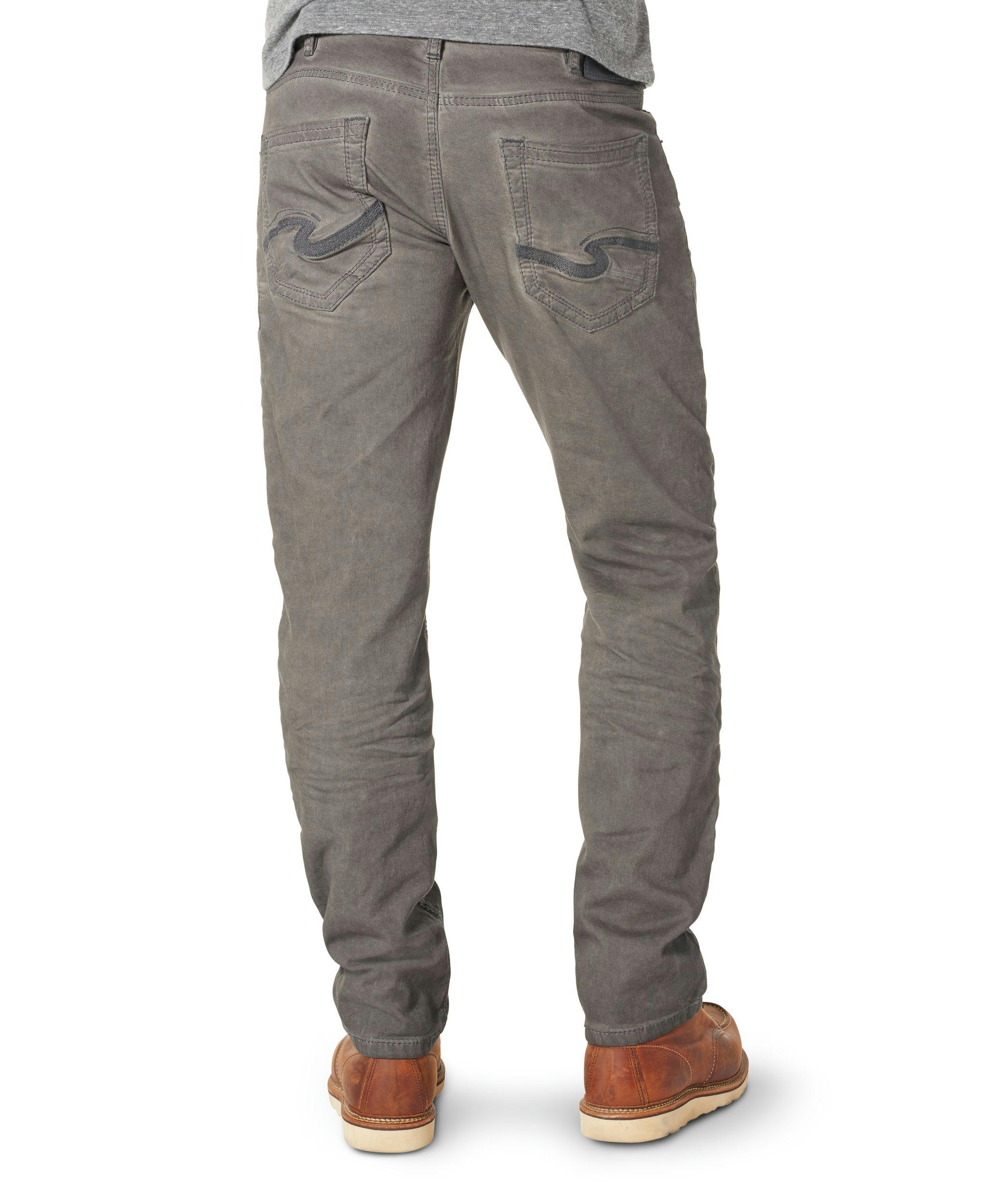 Silver Men's Eddie Relaxed Fit Tapered Leg Tumble Jeans - Grey