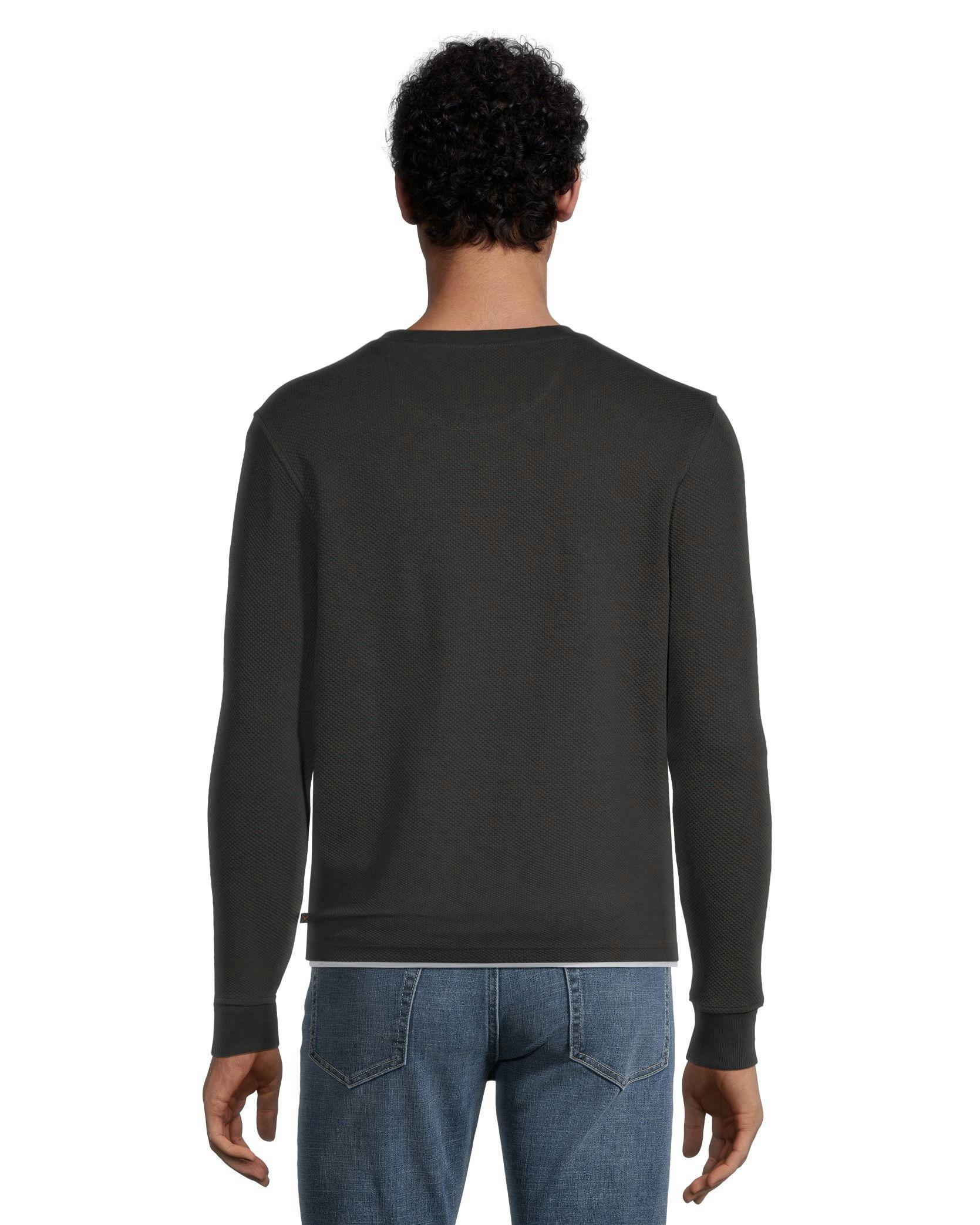 Denver Hayes Men's Long Sleeve Texture Knit Crewneck Shirt