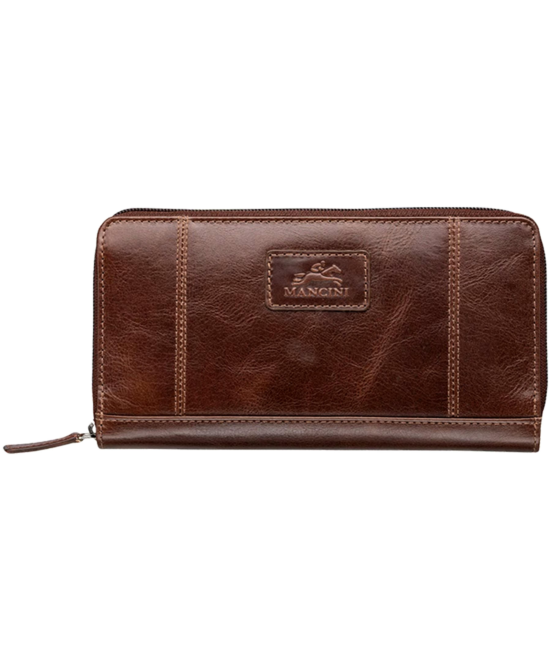 Mancini Leather Goods Women's Casablanca RFID Secure Clutch Wallet Brown