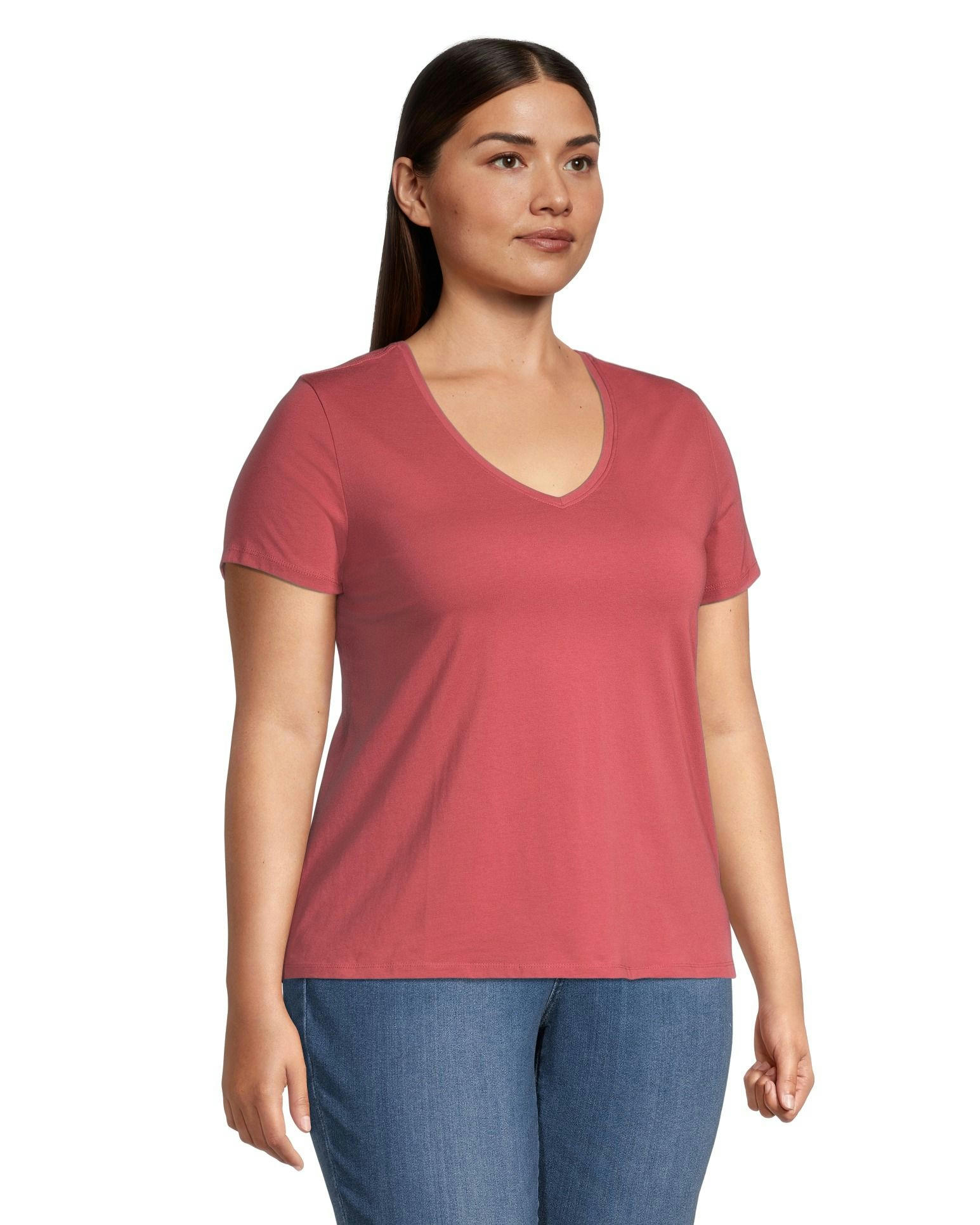 Women's Short Sleeve Semi-Fitted V-Neck T Shirt