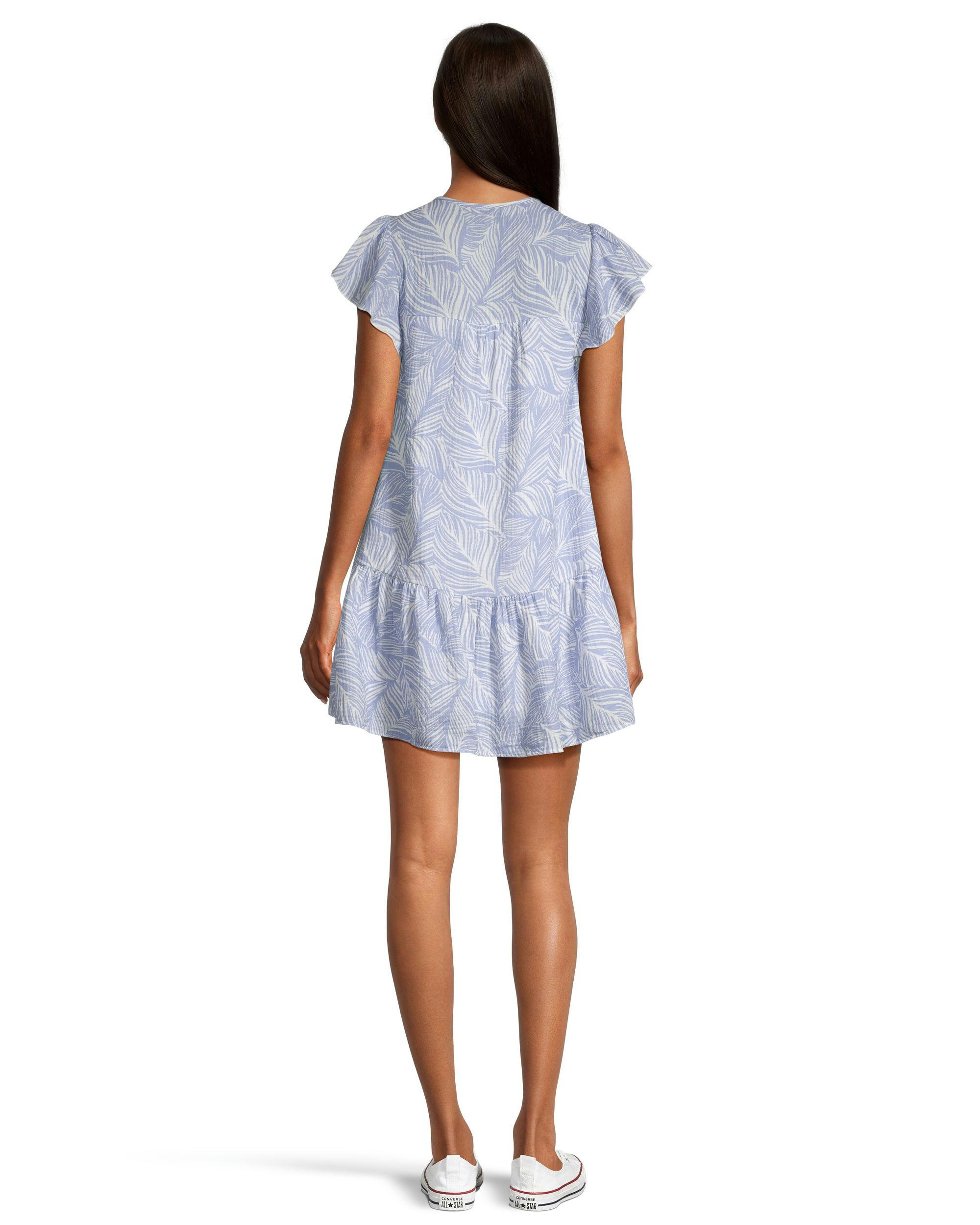 Denver Hayes Women's Relaxed Fit Double Gauze Flutter Sleeve Dress