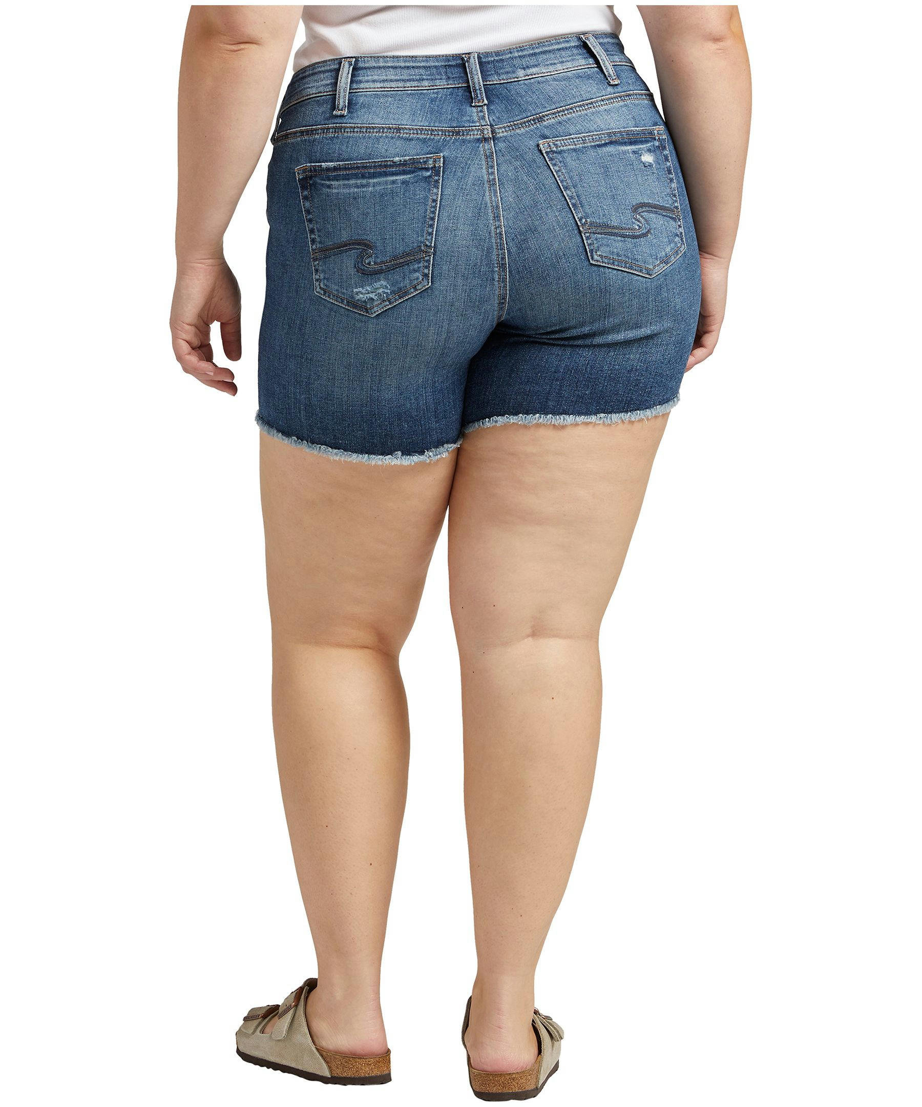 Silver Women's Suki Mid Rise Jean Shorts - Plus Size