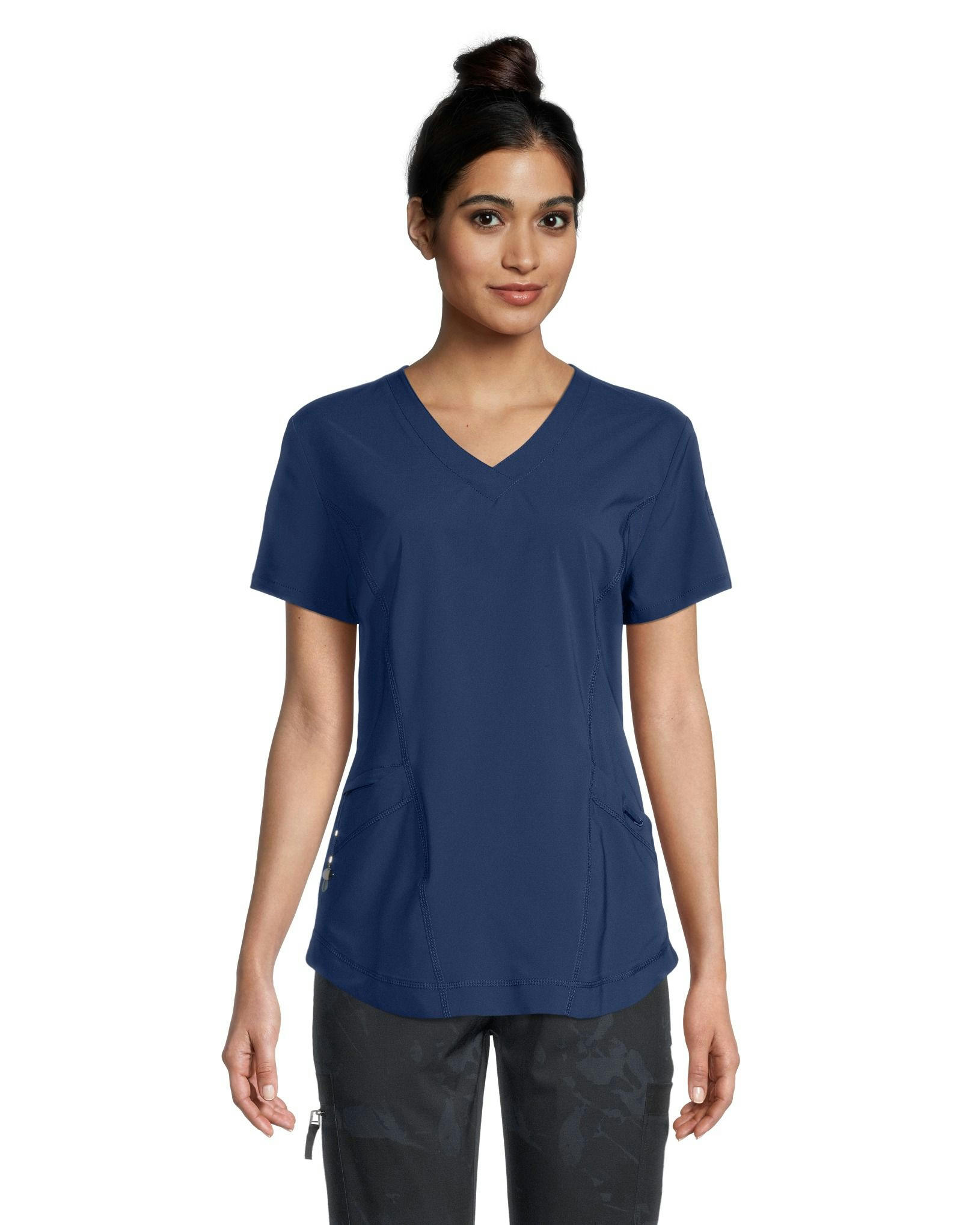 Scrubletics Women's V-Neck Curved Hem Scrub Top