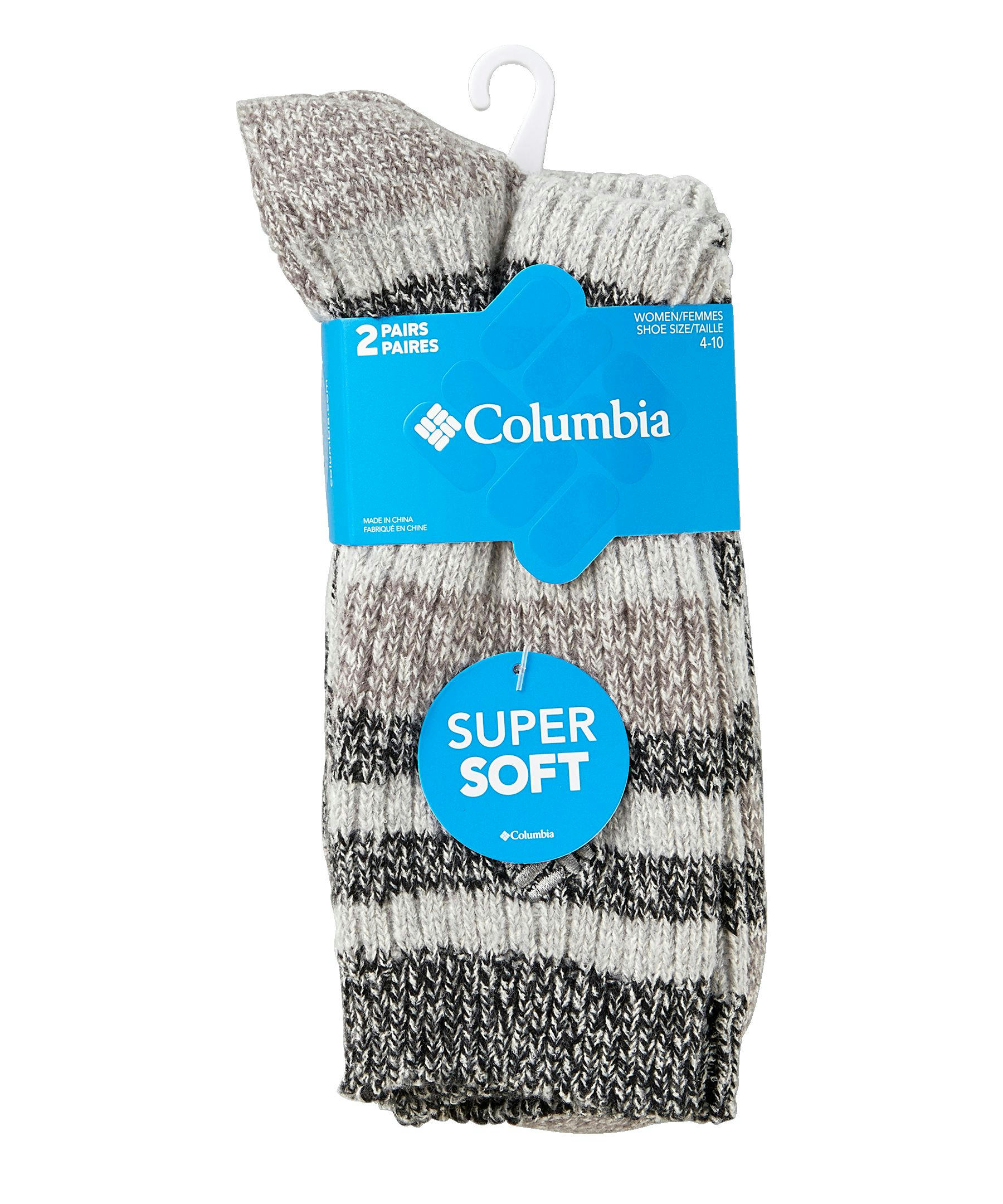 Columbia Women's 2-Pack Super Soft Canyon Stripe Crew Sock
