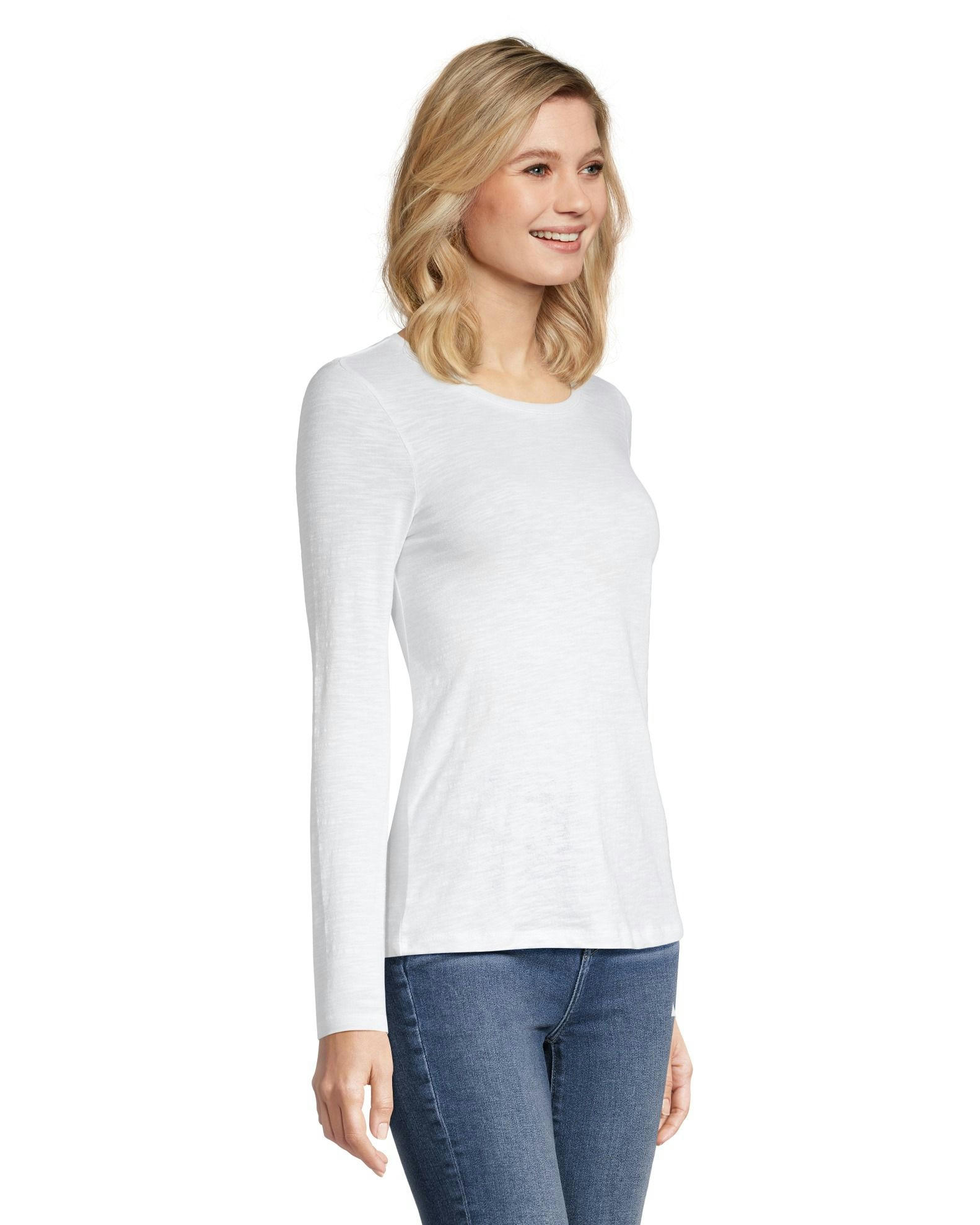 Denver Hayes Women's Semi Fitted Long Sleeve Crewneck T Shirt