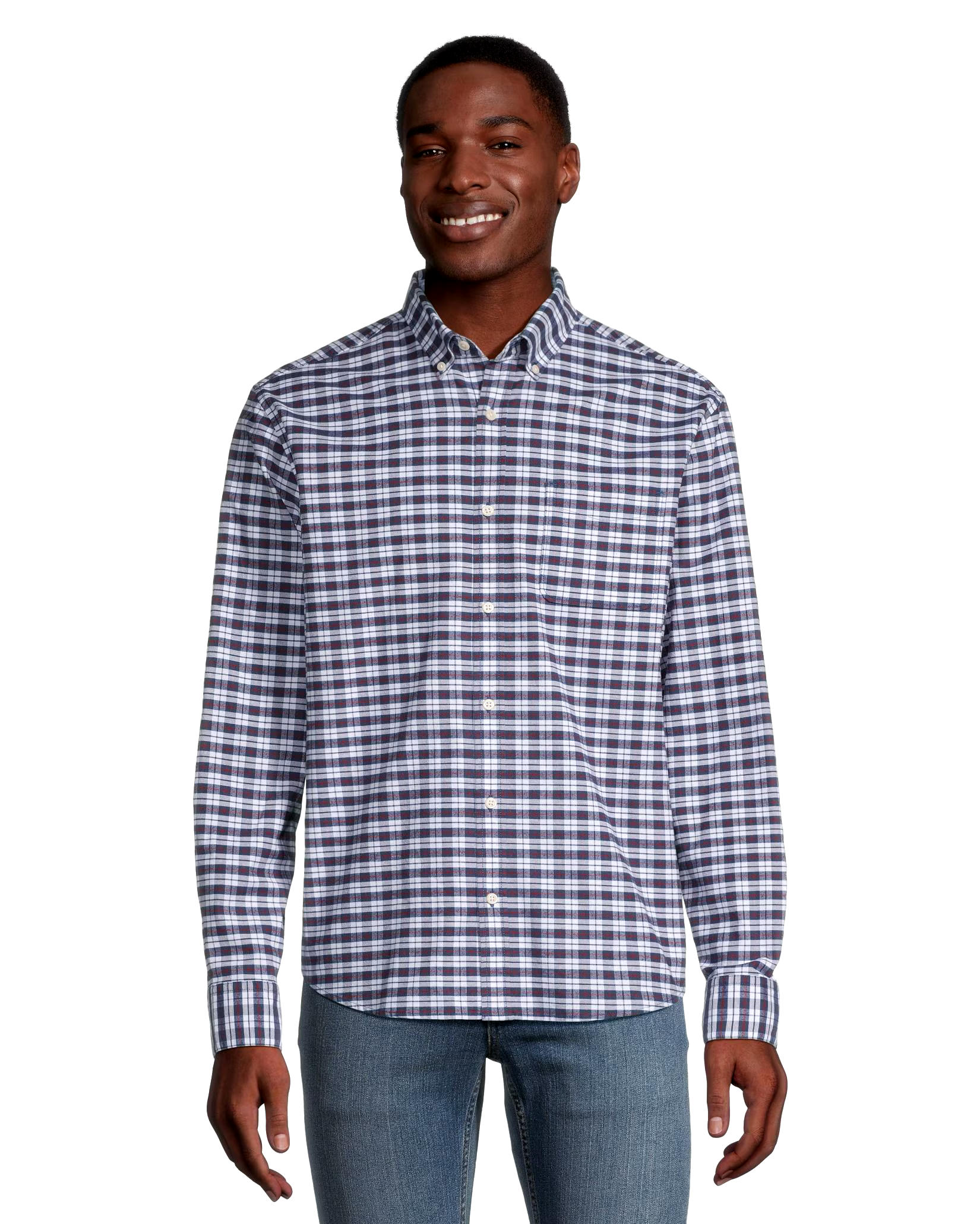 Denver Hayes Men's Stretch Oxford Classic Fit Long Sleeve Button Down Shirt
