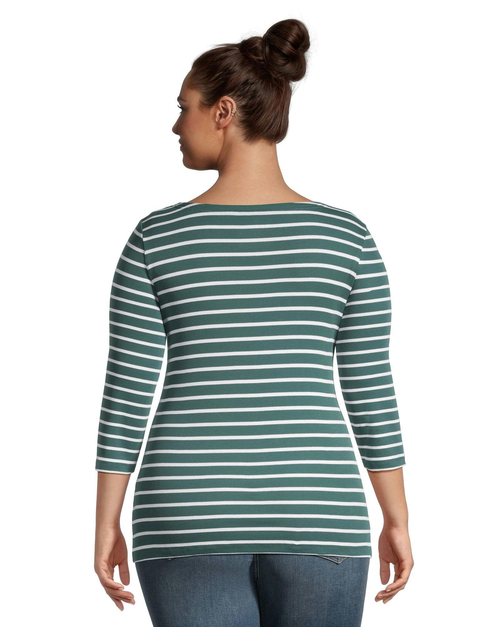 Denver Hayes Women's Fitted Three Quarter Sleeve Boatneck Shirt