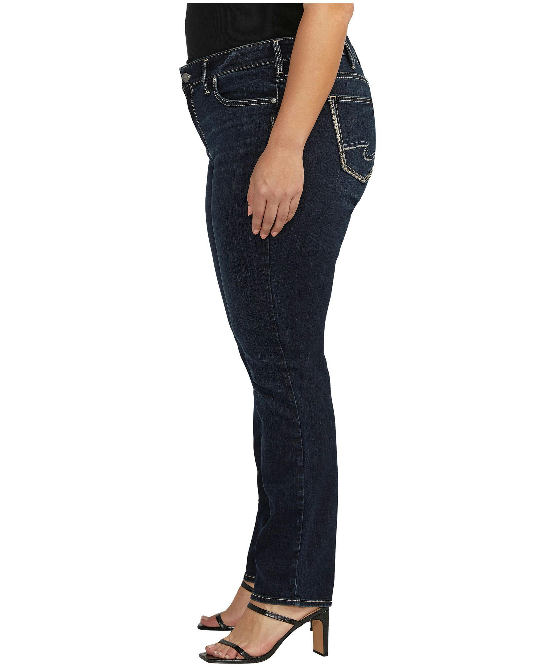 Silver Women's Elyse Mid Rise Straight Leg Jeans - Plus Size