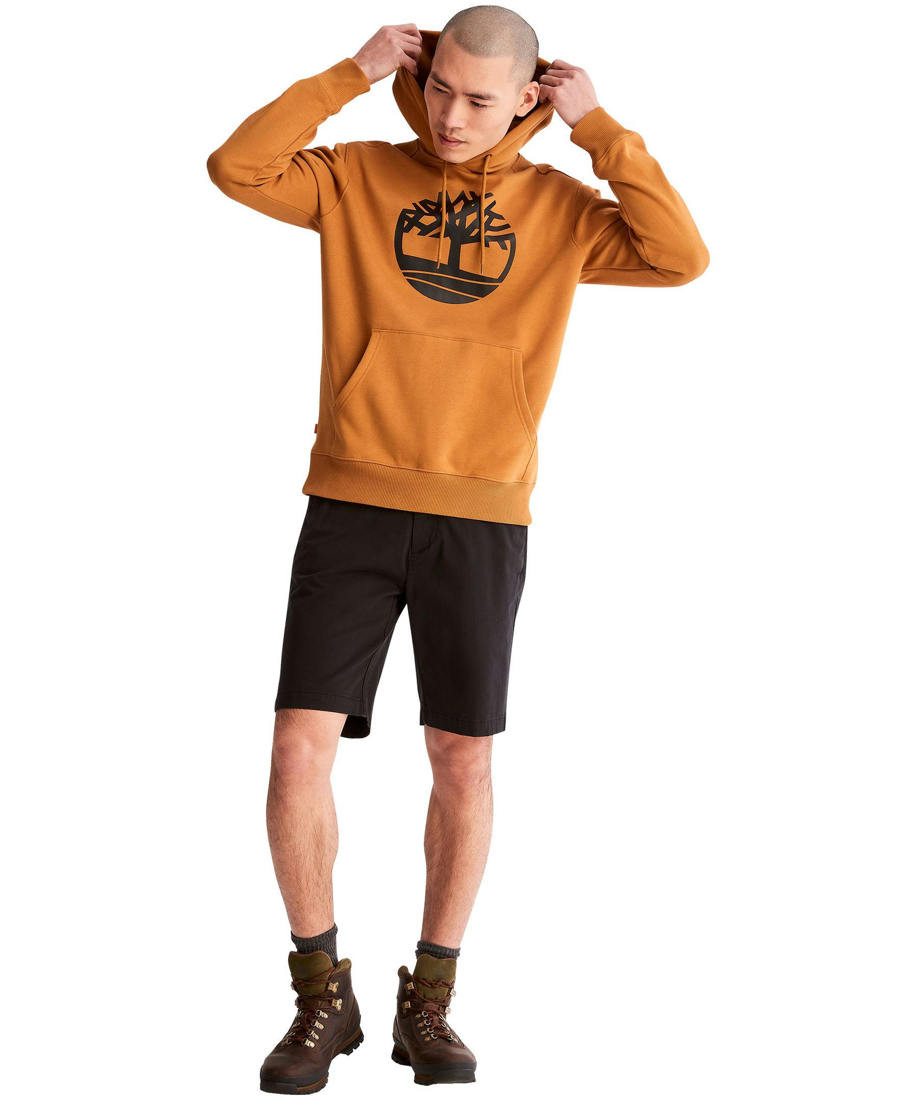 Timberland Men's Core Tree Logo Kangaroo Pocket Pullover Hoodie