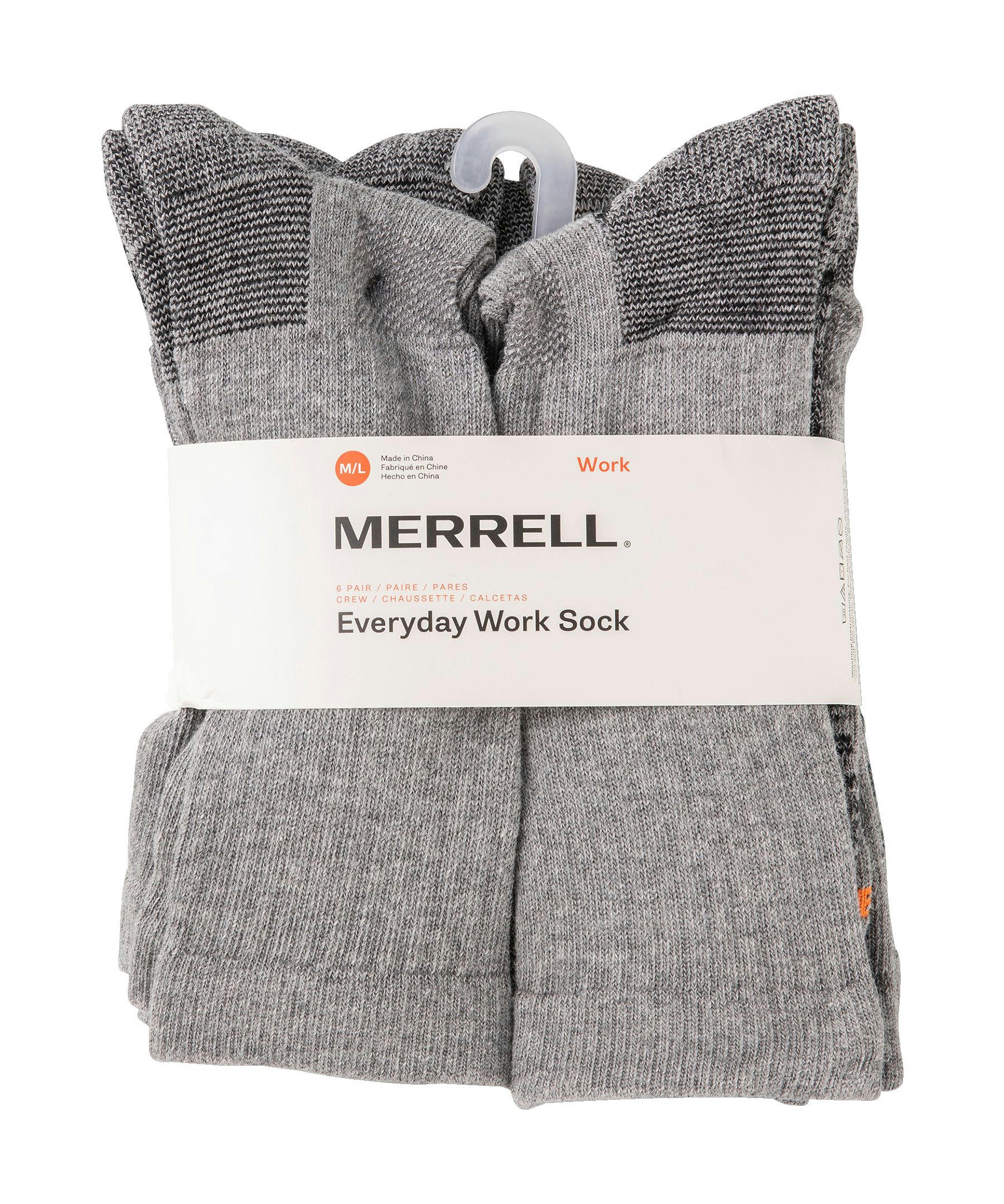 Merrell Men's 6-Pack Everyday Work Crew Socks