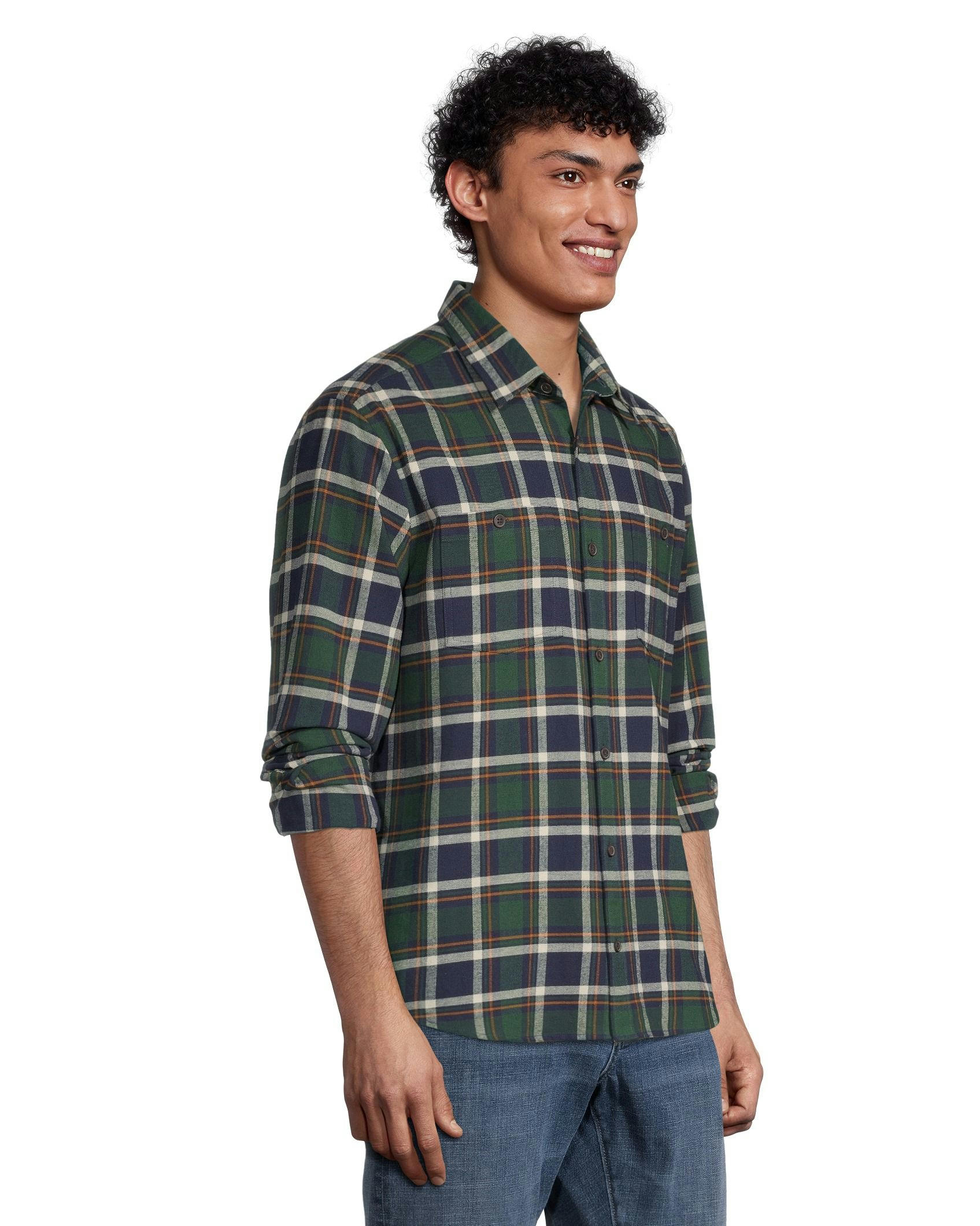 WindRiver Men's Stretch Regular Fit Basic Flannel Shirt