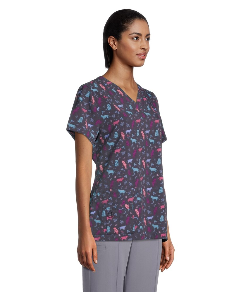 Health Pro Heart Women's V-Neck Print Scrub Top