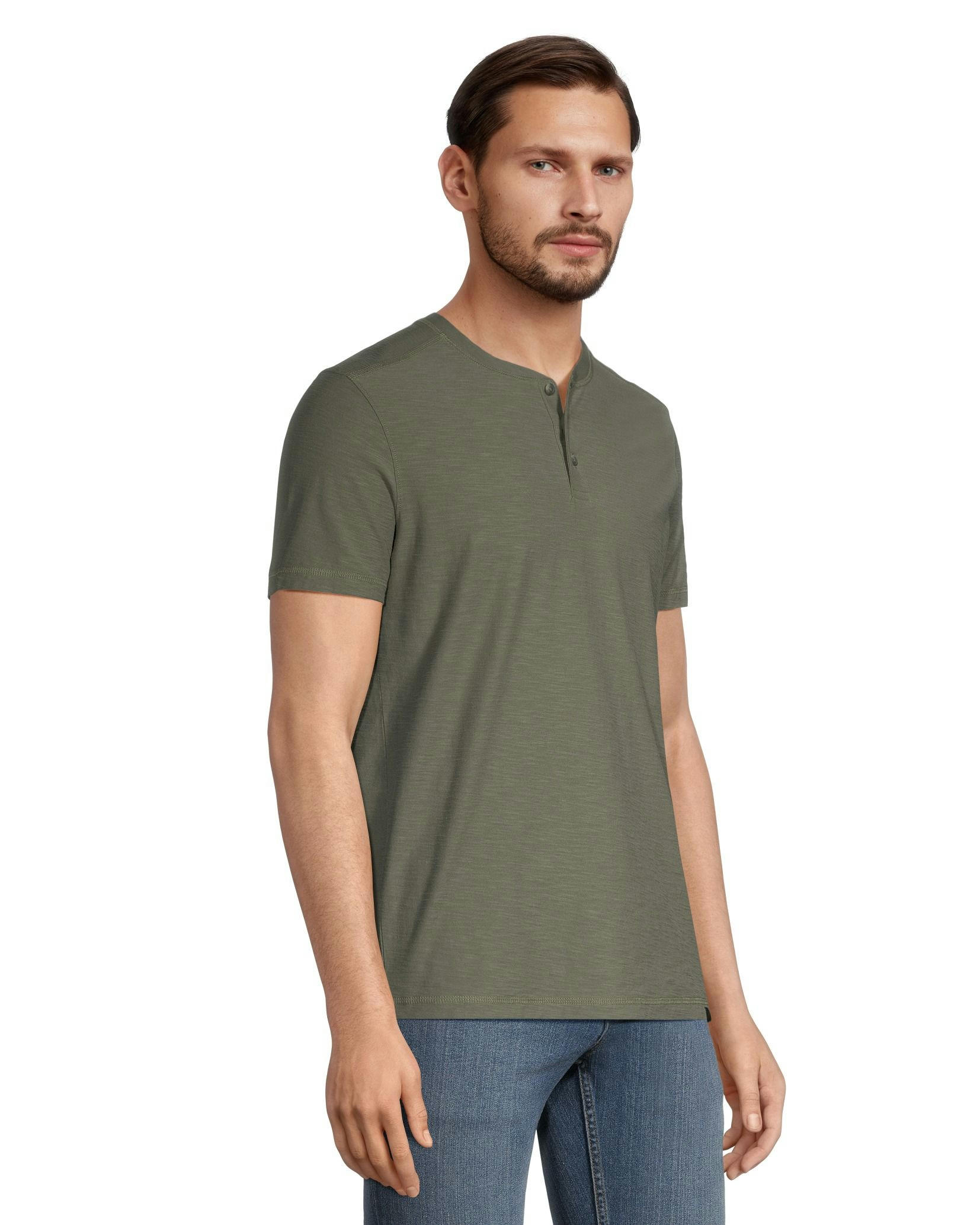 Denver Hayes Men's Garment Wash Slub Henley Shirt