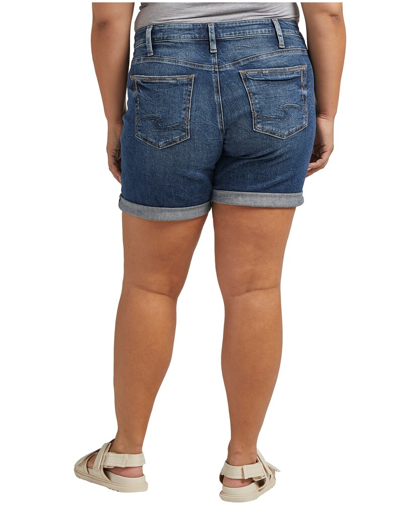 Silver Women's Boyfriend Mid Rise Jean Shorts - Plus Size