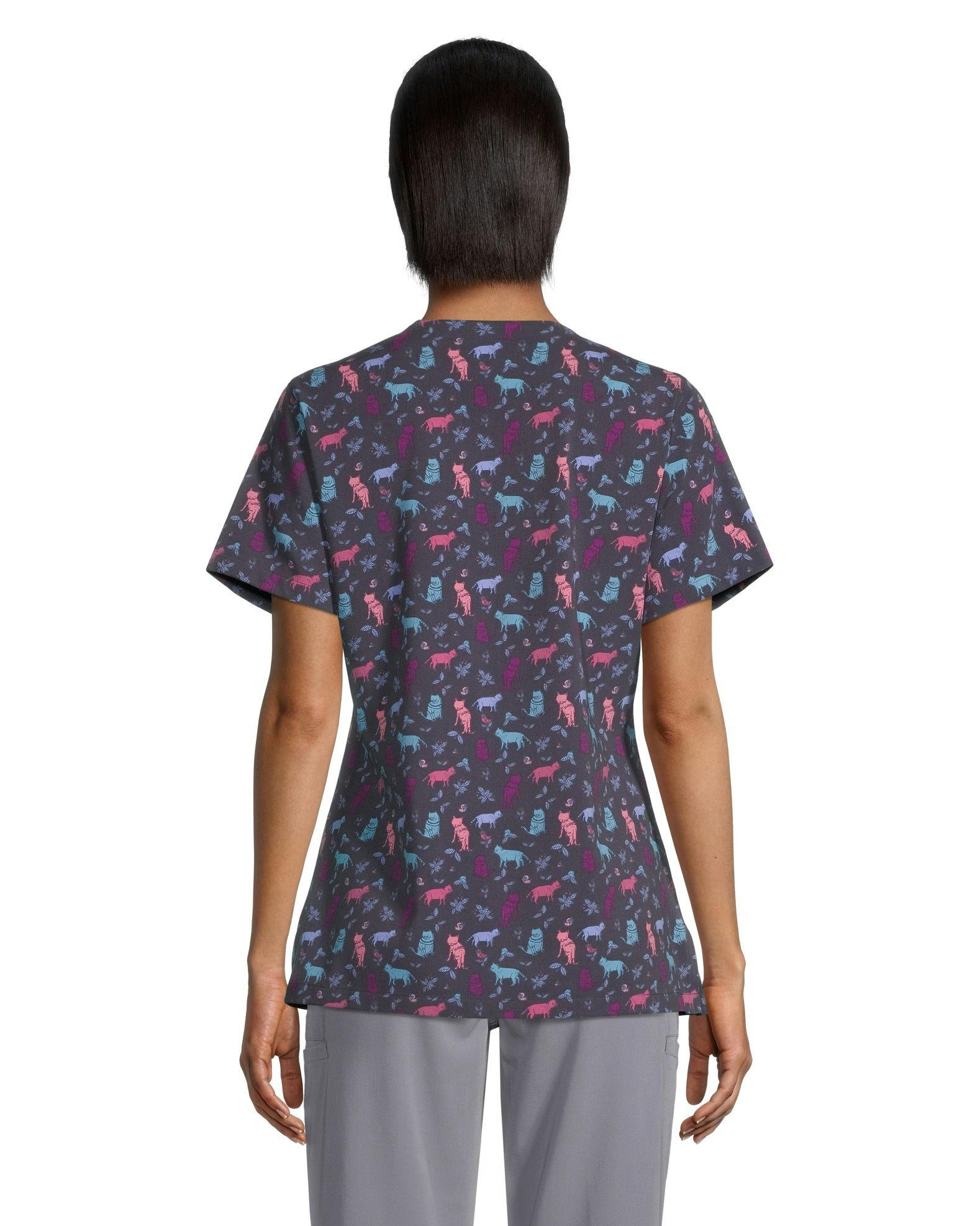Health Pro Heart Women's V-Neck Print Scrub Top