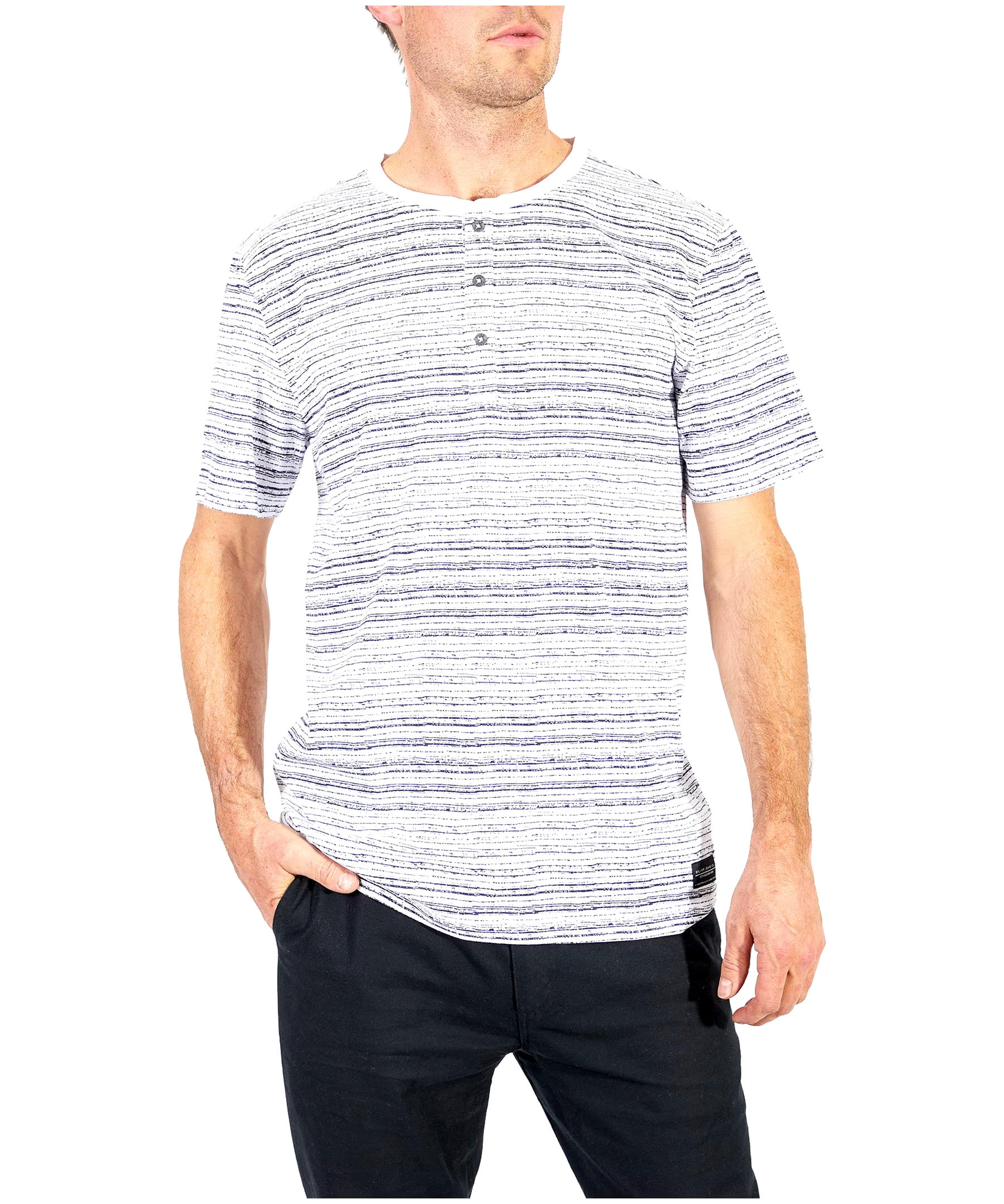 Men's Short Sleeve Striped Henley Shirt