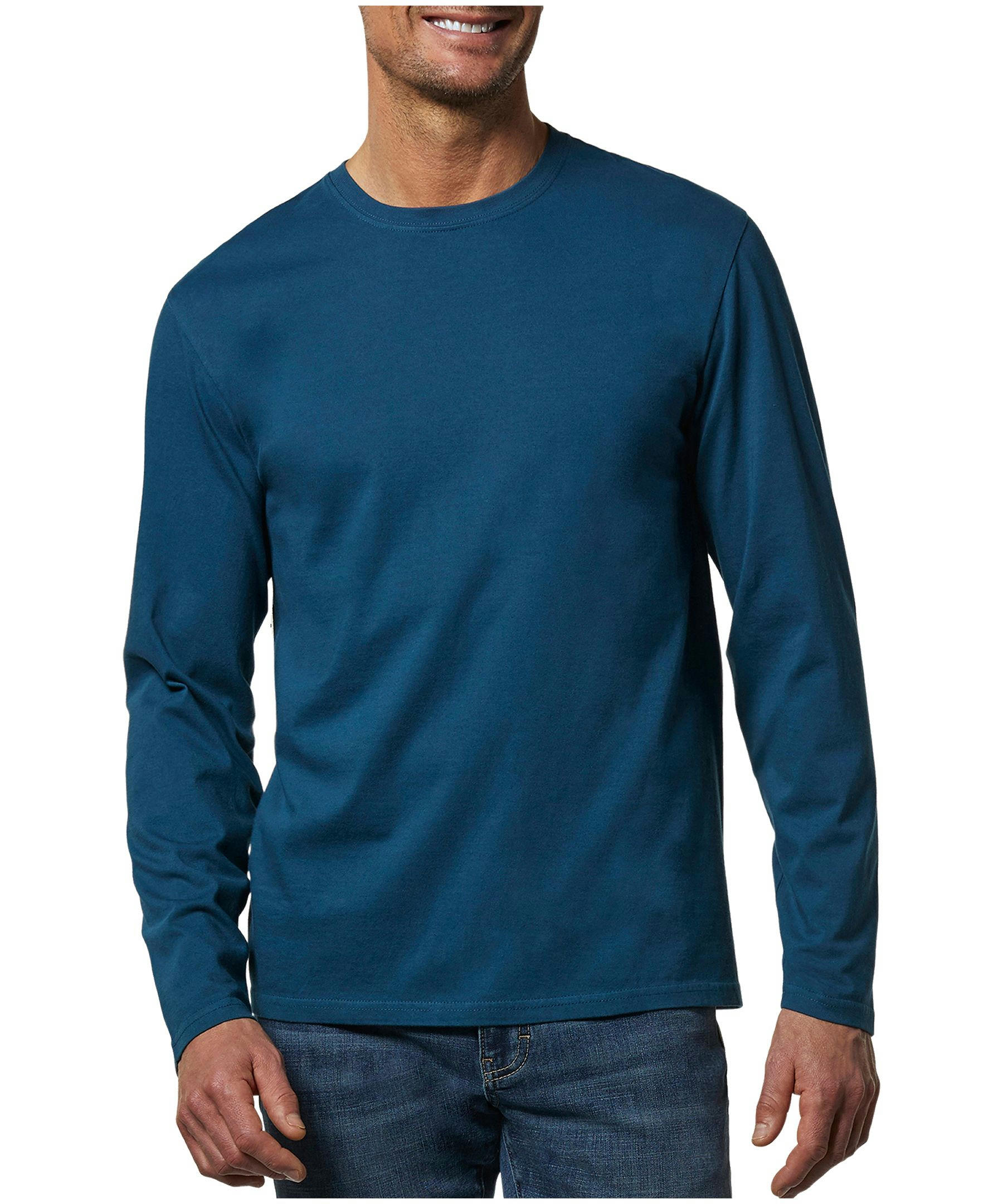 Denver Hayes Men's 50 Wash Long Sleeve Classic Fit Crew Neck T-Shirt