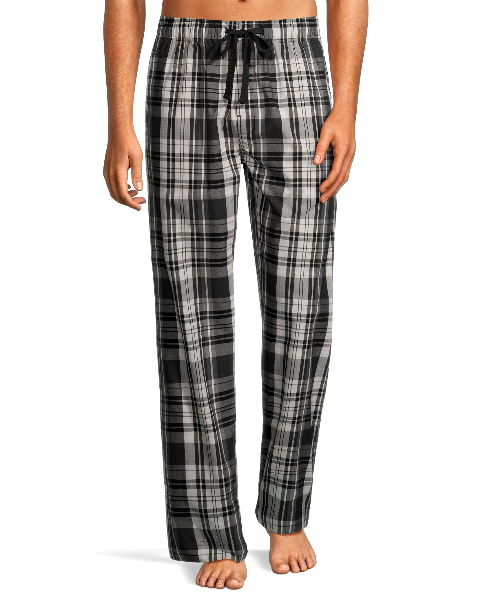 Men's Woven Plaid Lounge Pants With Elastic Waistband and Drawstring
