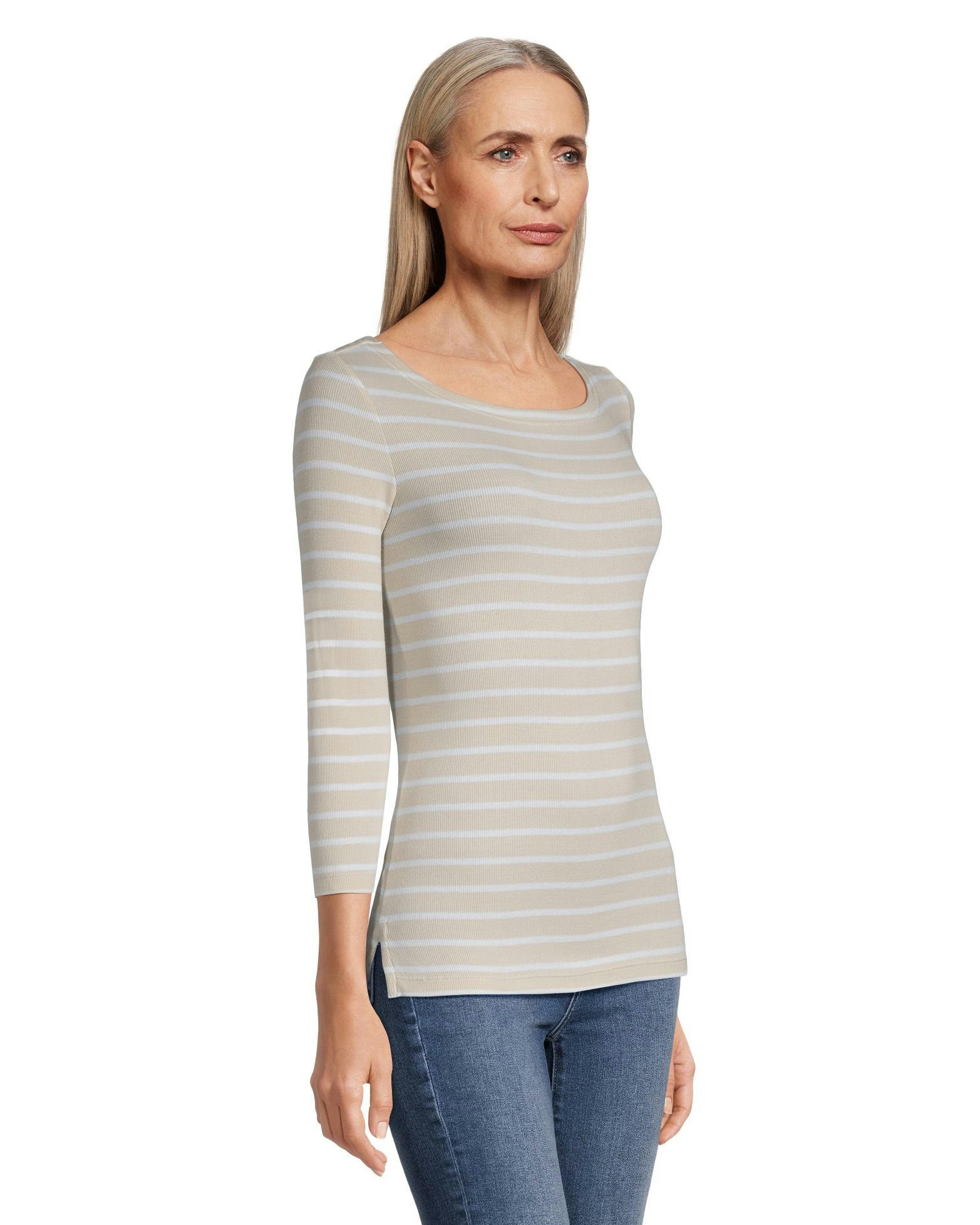 Denver Hayes Women's Fitted Three Quarter Sleeve Boatneck Shirt