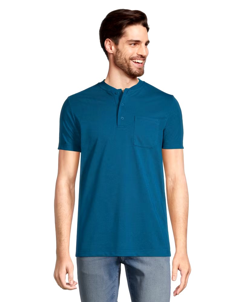 Men's 3 Button Placket Pique Henley Cotton Shirt
