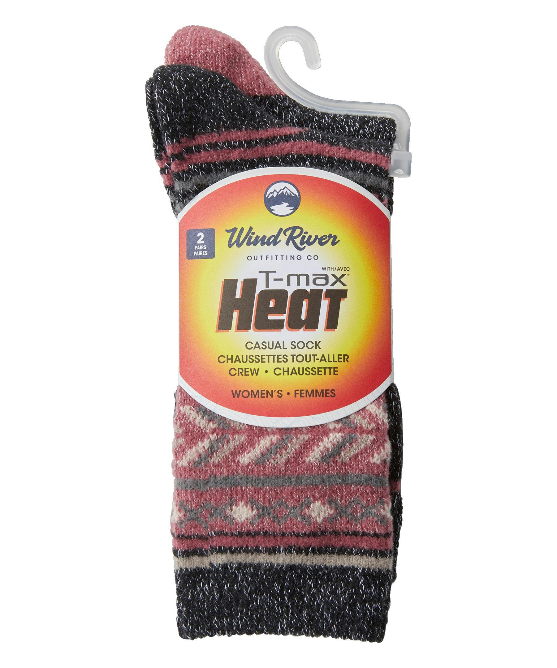 WindRiver Women's T-Max 2 Pack Velvet Twist Casual Crew Socks