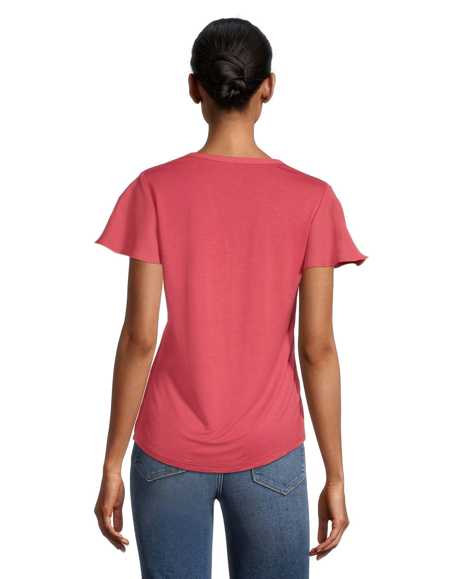 Women's Flutter Sleeve Round Neck Knit Blouse