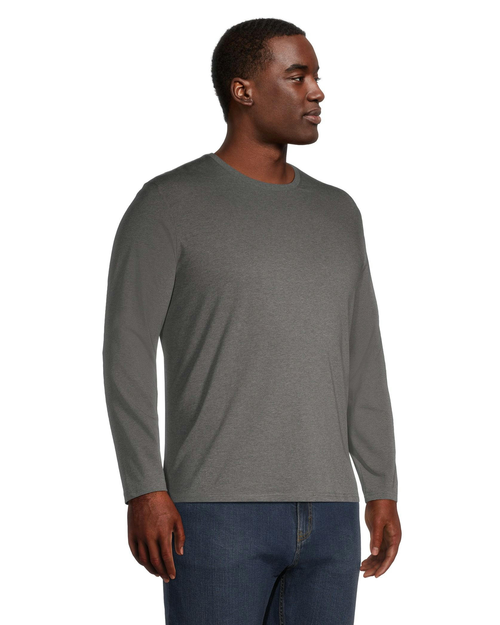 Denver Hayes Men's Stretch Long Sleeve Modern Fit Crewneck T Shirt