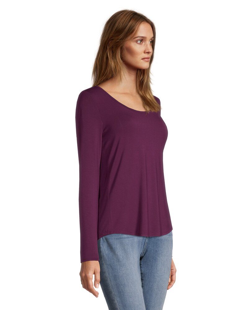 Denver Hayes Women's Long Sleeve Relaxed Fit Scoop Neck T Shirt