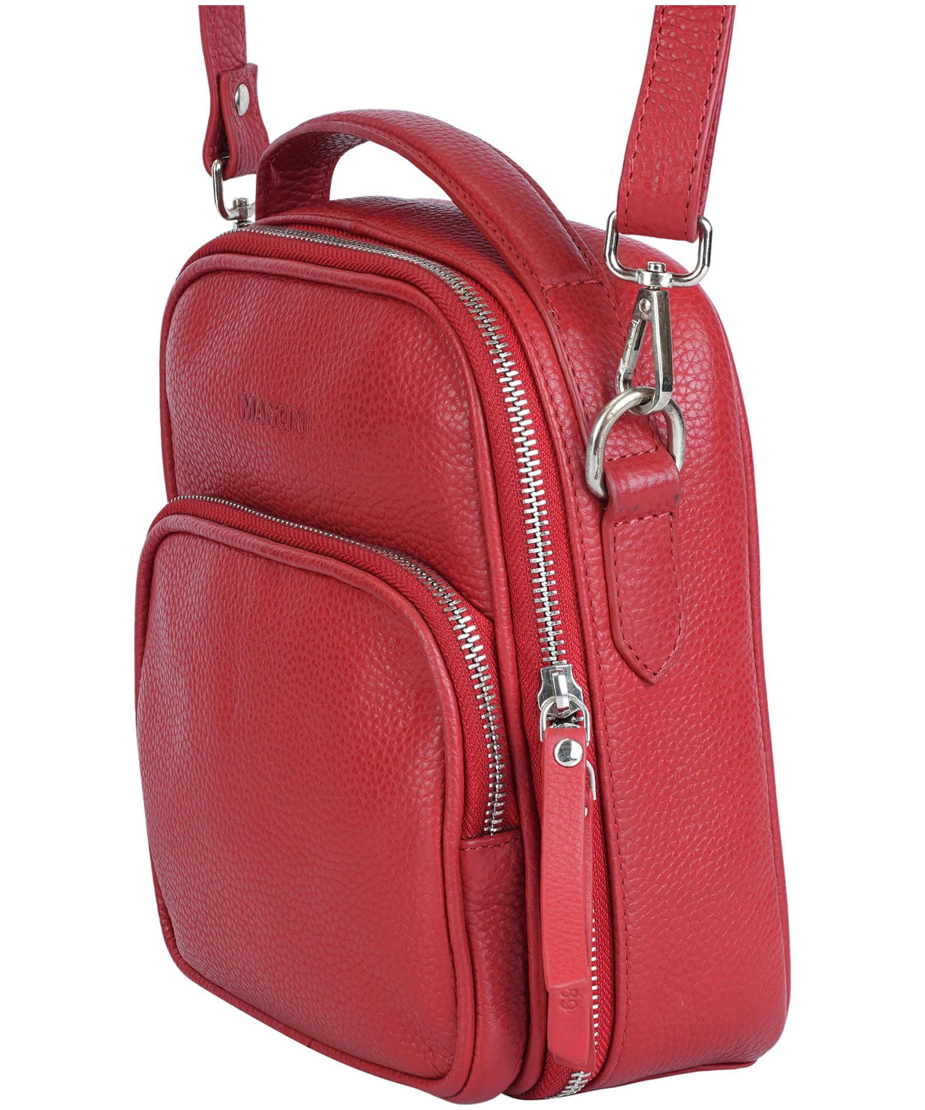 Mancini Leather Goods Women's Pebelled Daisy North/South Crossbody Bag