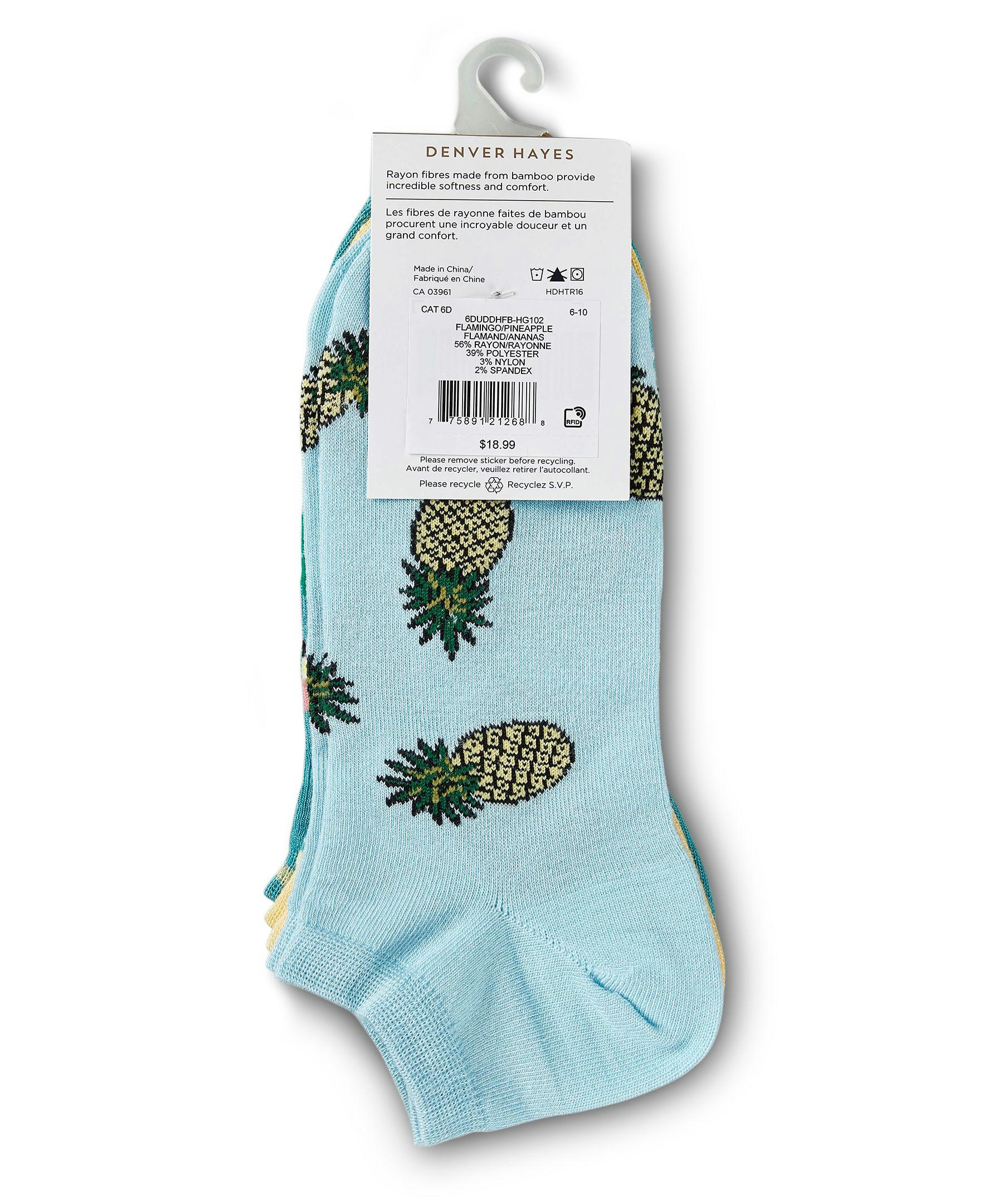 Denver Hayes Women's 3-Pack Bamboo Low Cut Socks