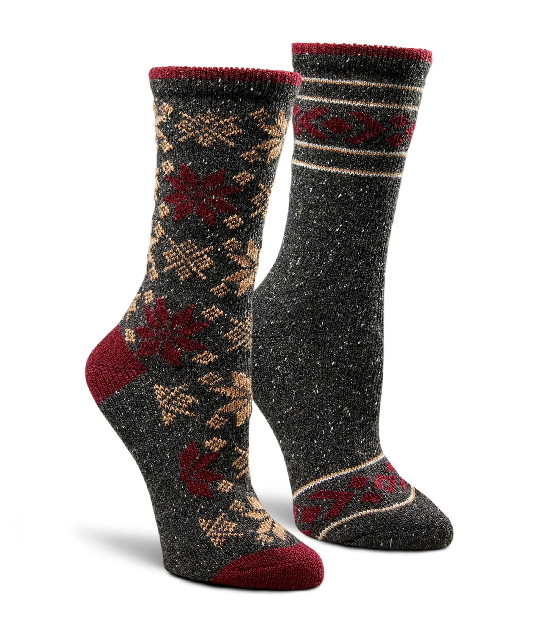 WindRiver Women's T-Max 2 Pack Tweed Print Casual Crew Socks