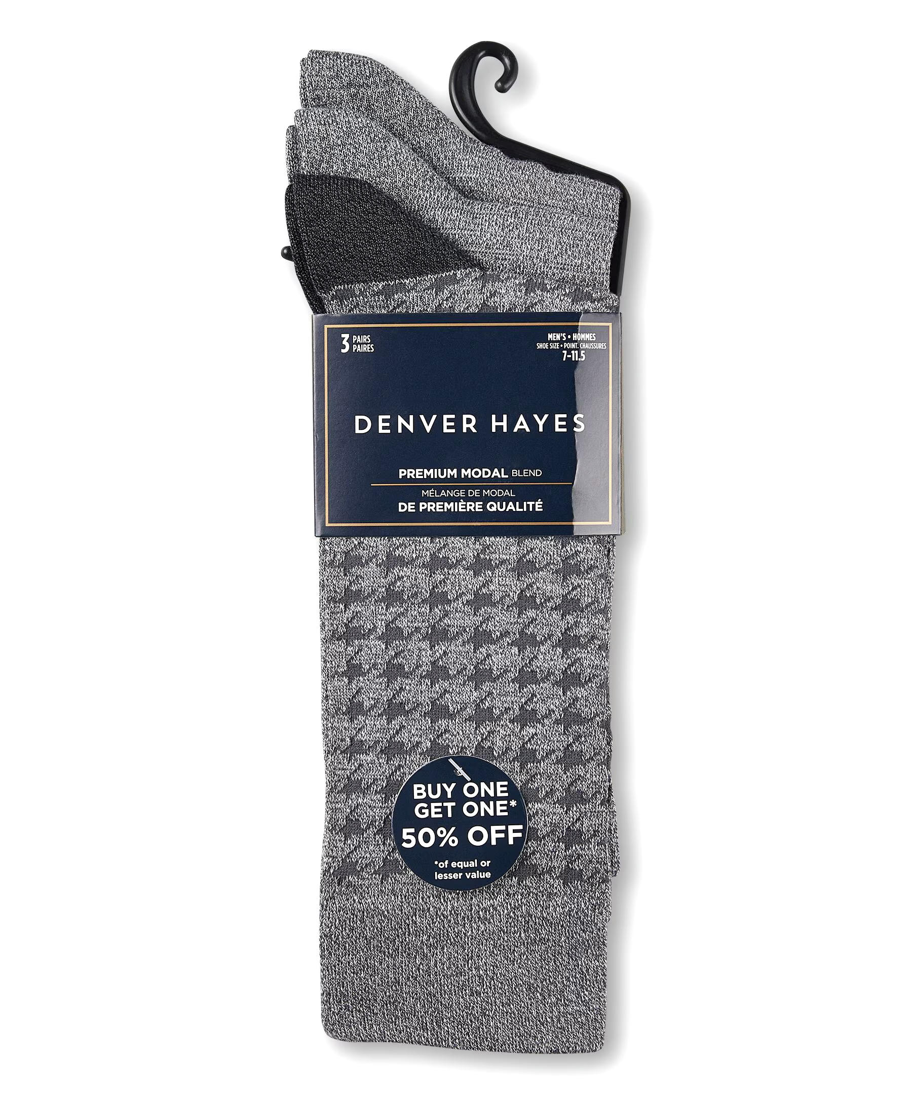 Denver Hayes Men's Casual Crew Socks, 3 Pack