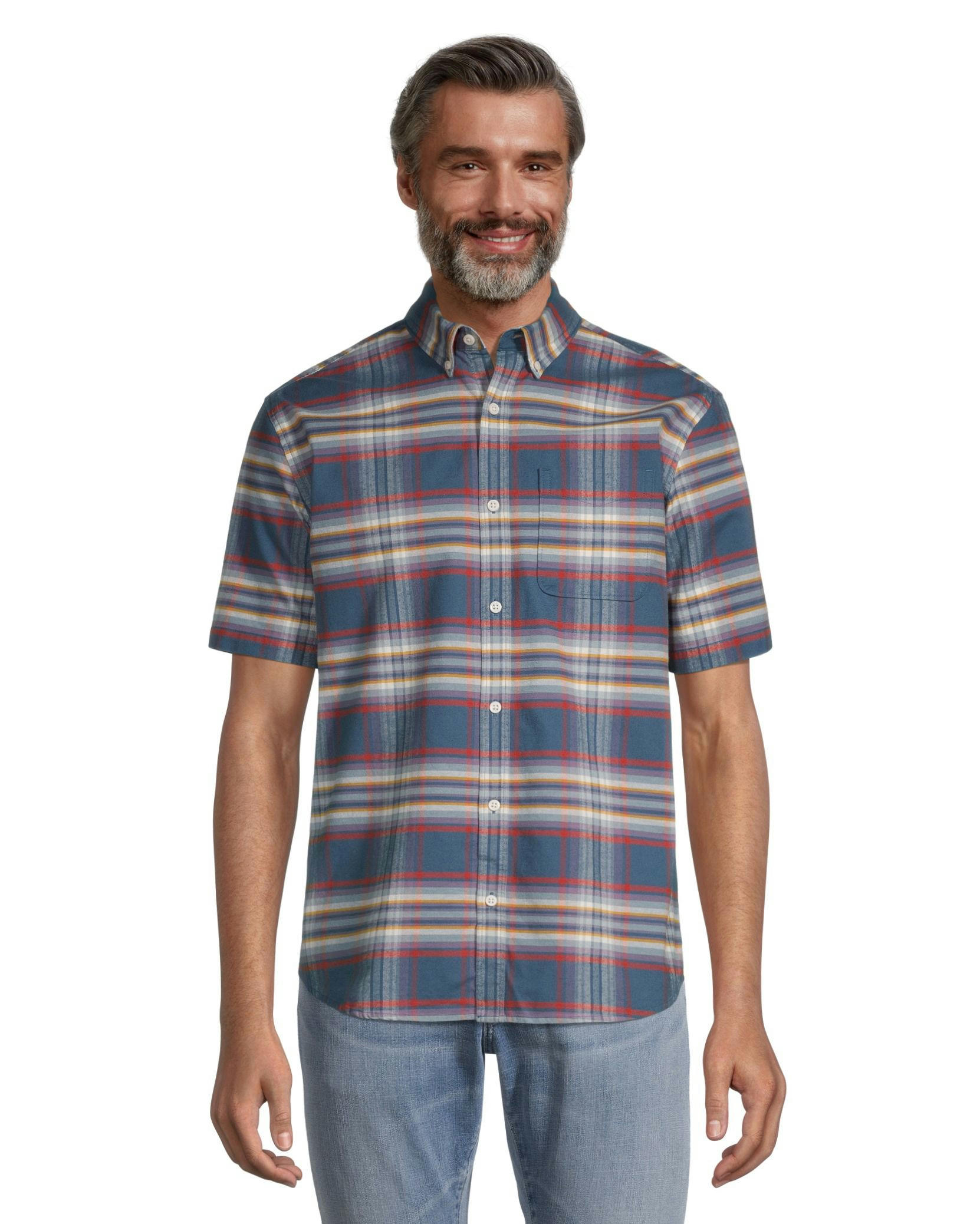 Denver Hayes Men's Classic Fit Short Sleeve Oxford Casual Shirt