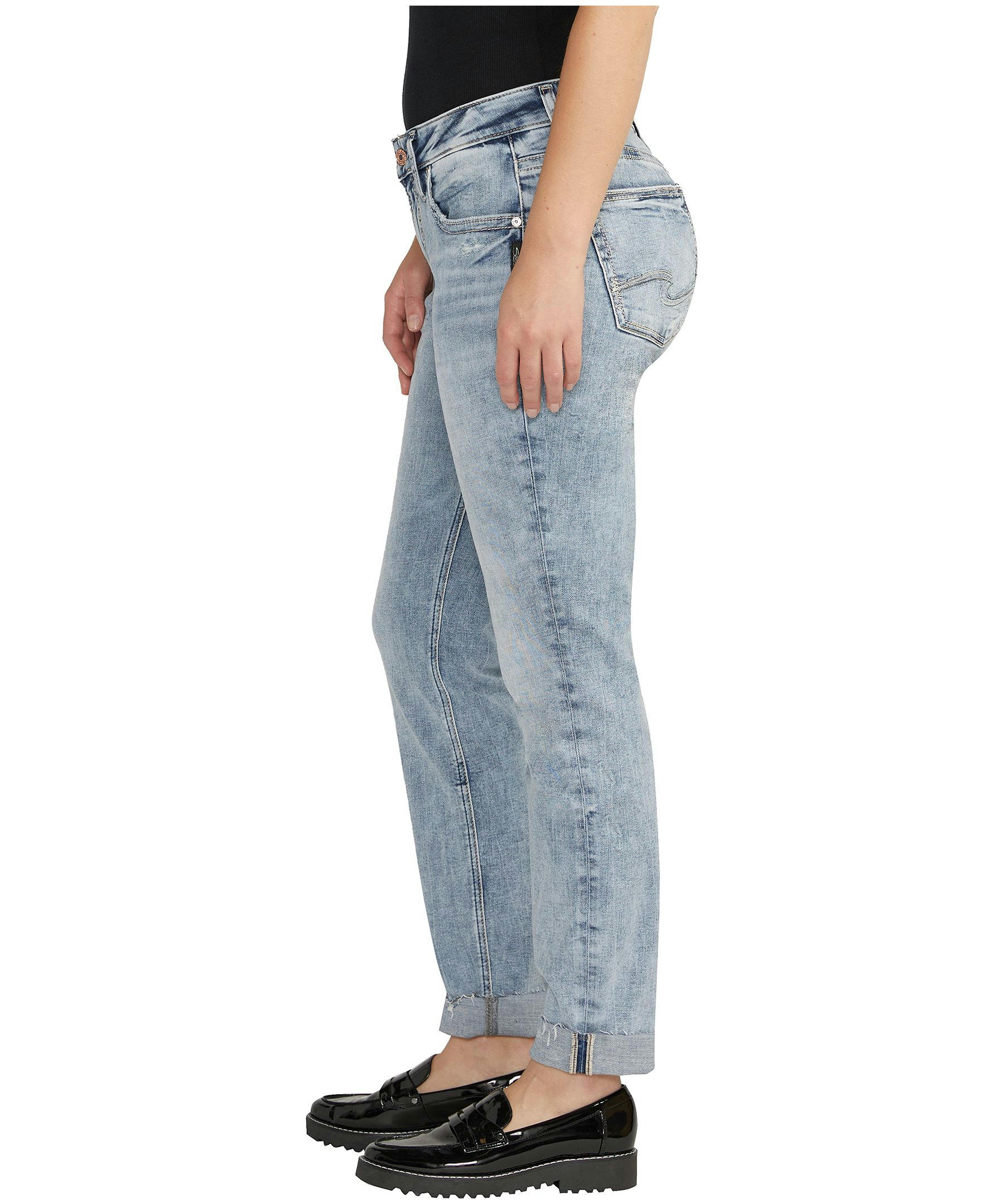 Silver Women's Boyfriend Mid Rise Curvy Fit Slim Leg Jeans