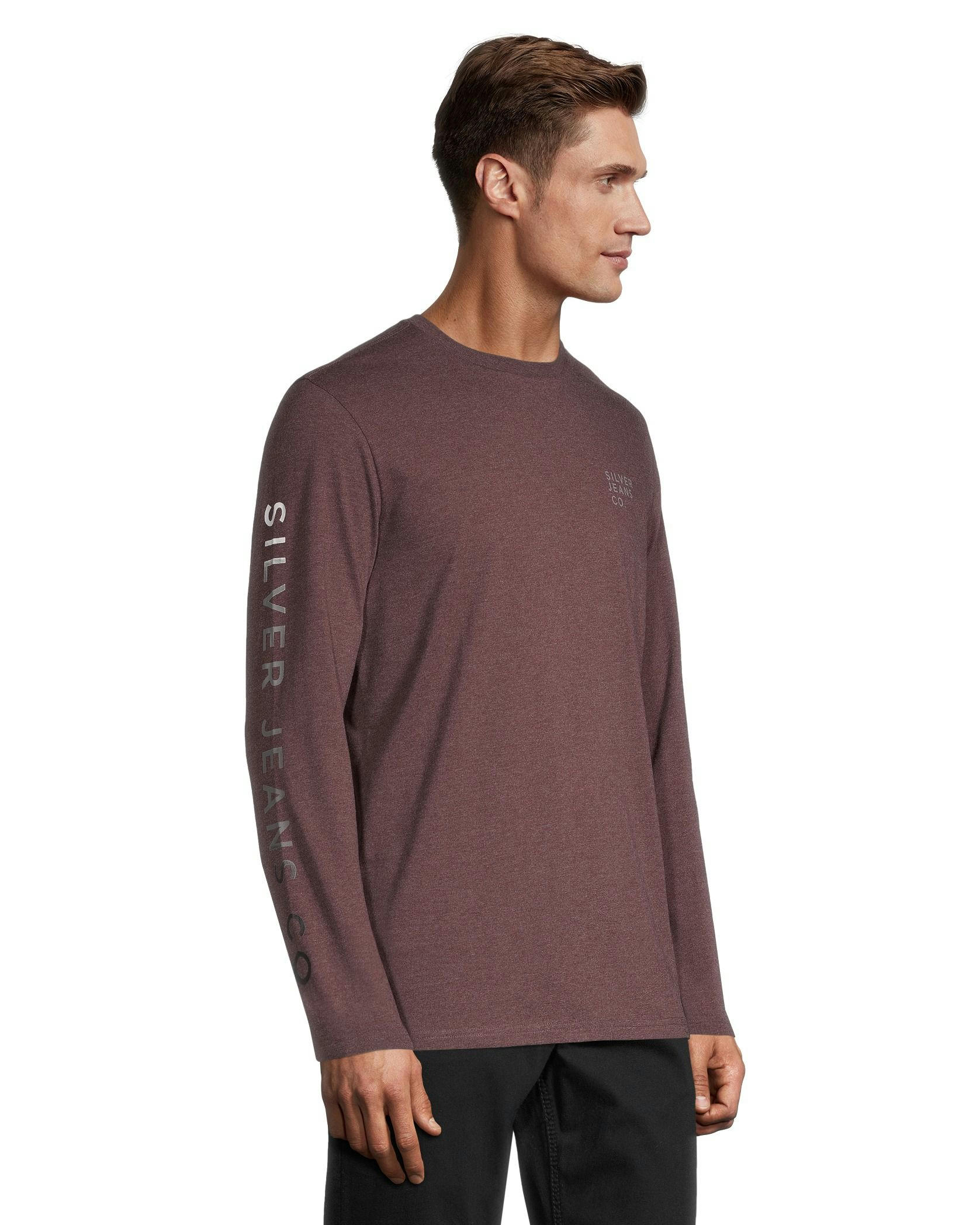 Silver Men's Long Sleeve Crewneck Graphic T Shirt