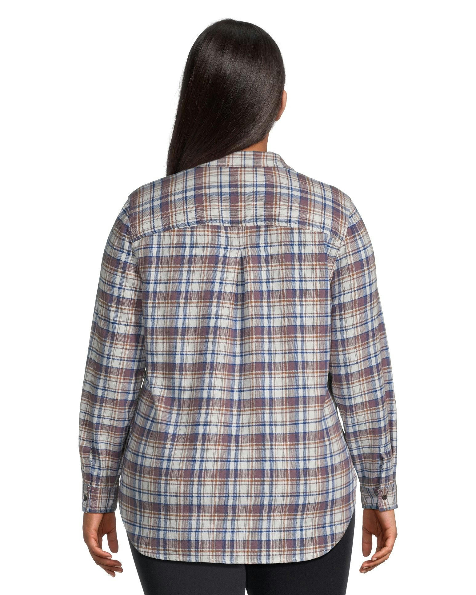 WindRiver Women's Semi-fit Long Sleeve Button Up Soft Brushed Stretch Flannel Shirt